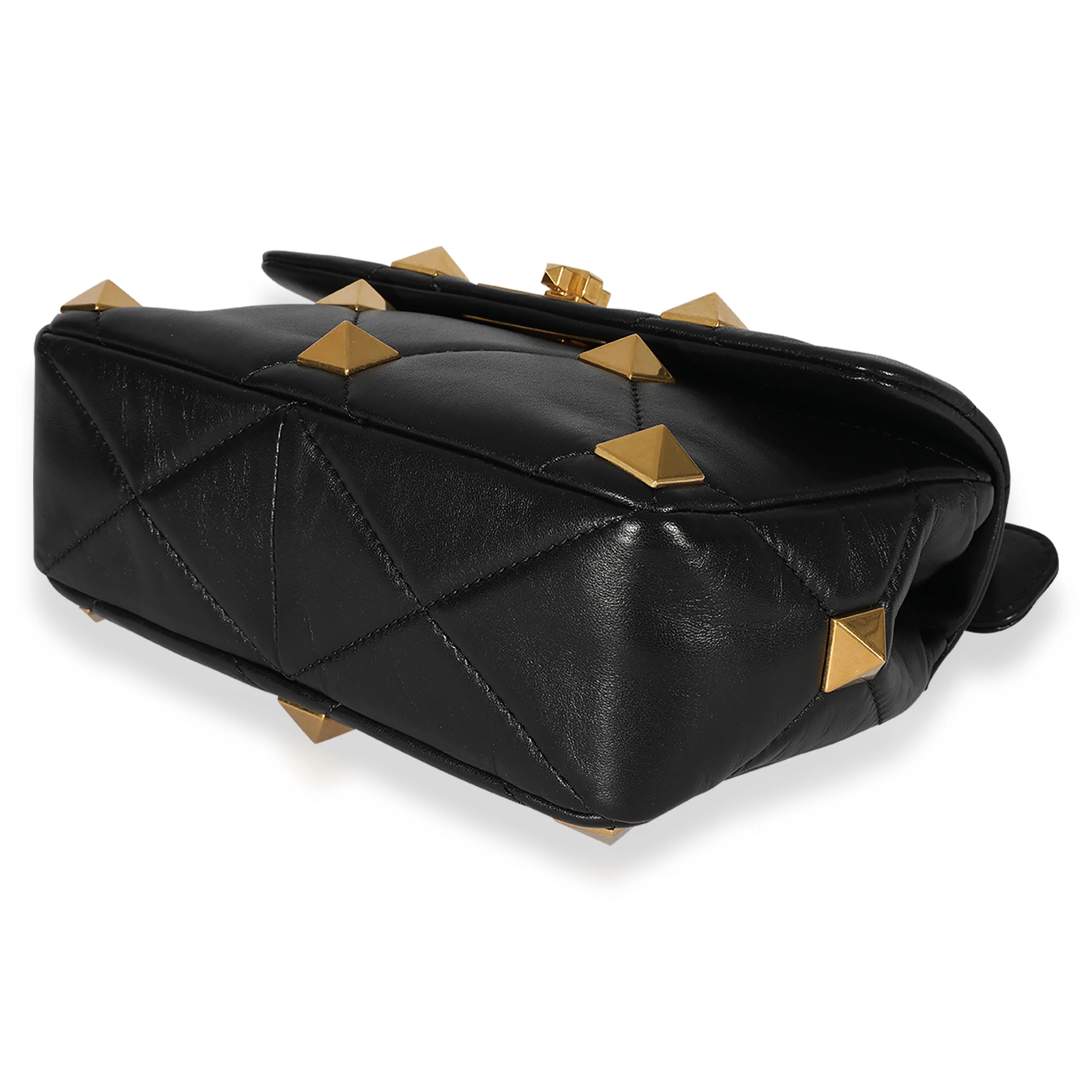Valentino Black Leather Medium Roman Stud Shoulder Bag - Image 6