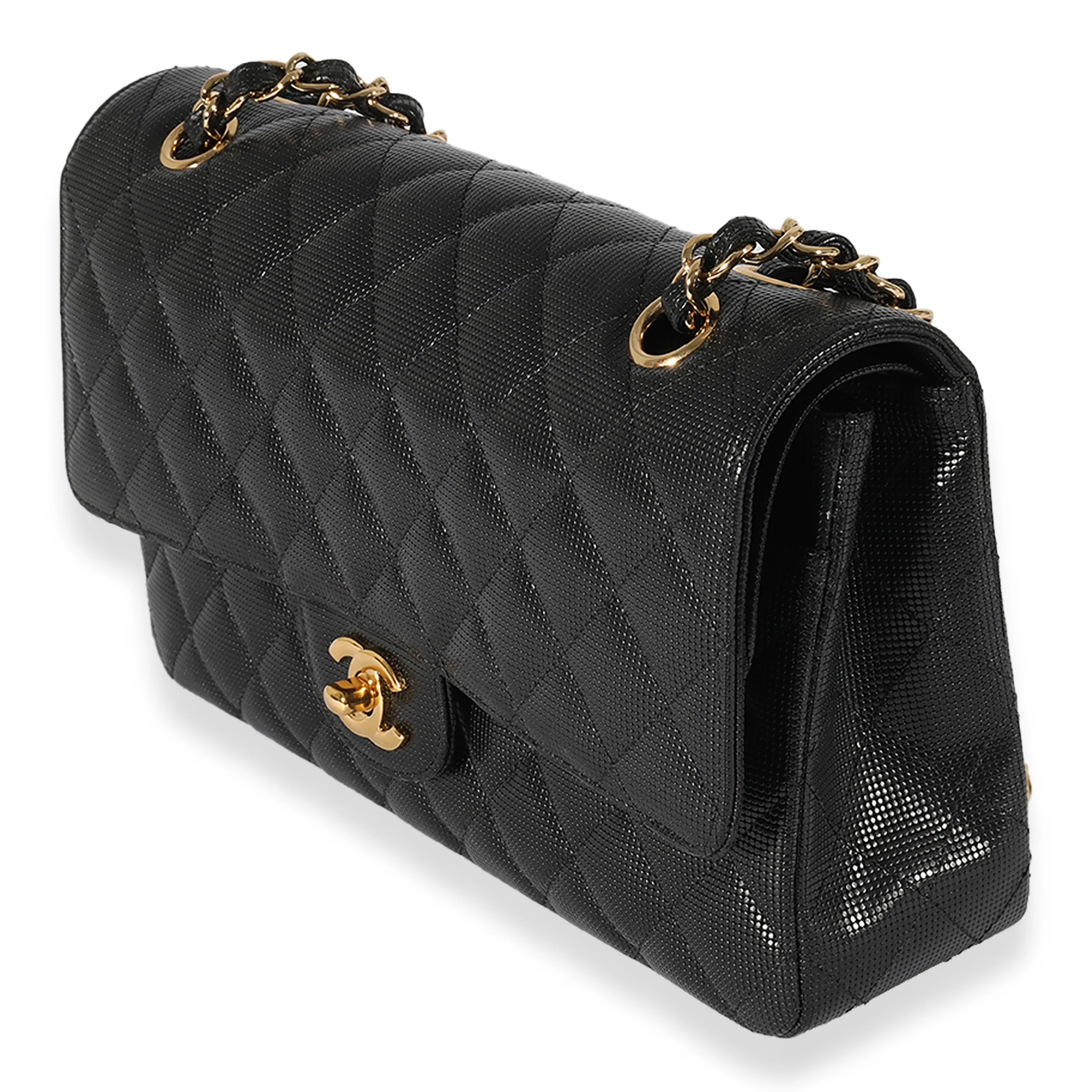 Black Quilted Perforated Lambskin Medium Classic Double Flap Bag - Image 2