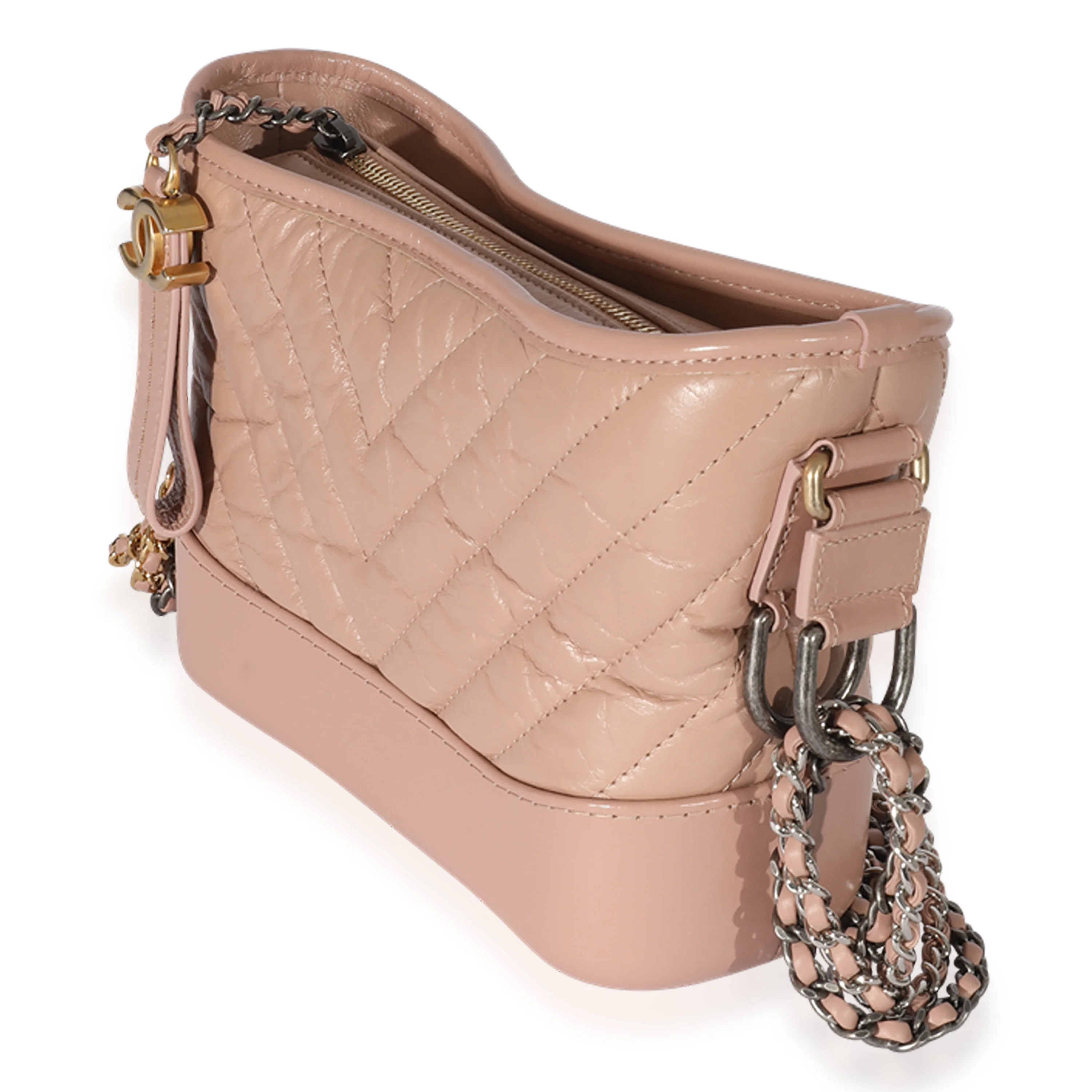 Chanel Pink Aged Calfskin Chevron Quilted Small Gabrielle Hobo - Image 2