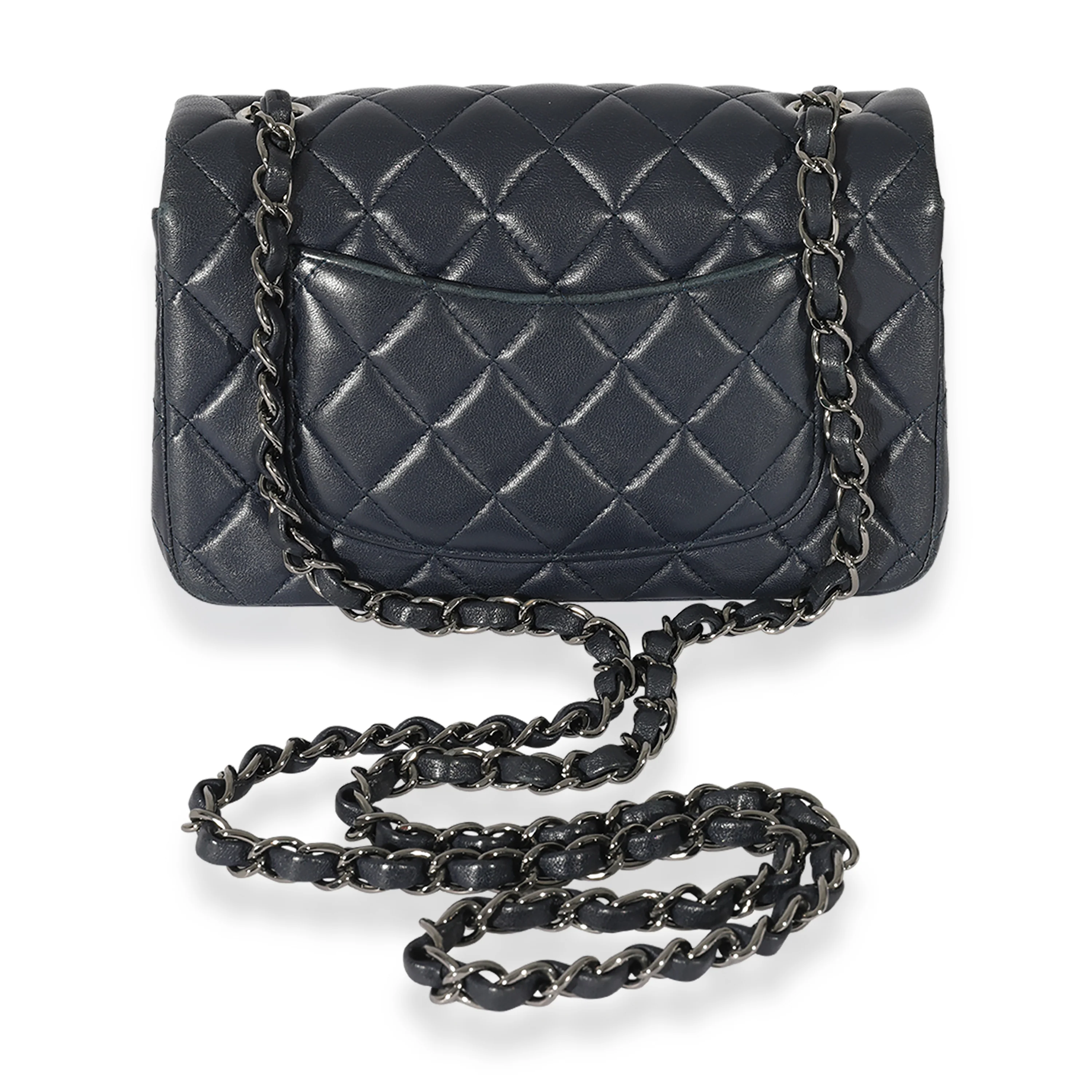 Chanel Navy Quilted Lambskin Rectangular Mini Flap Bag - Image 3
