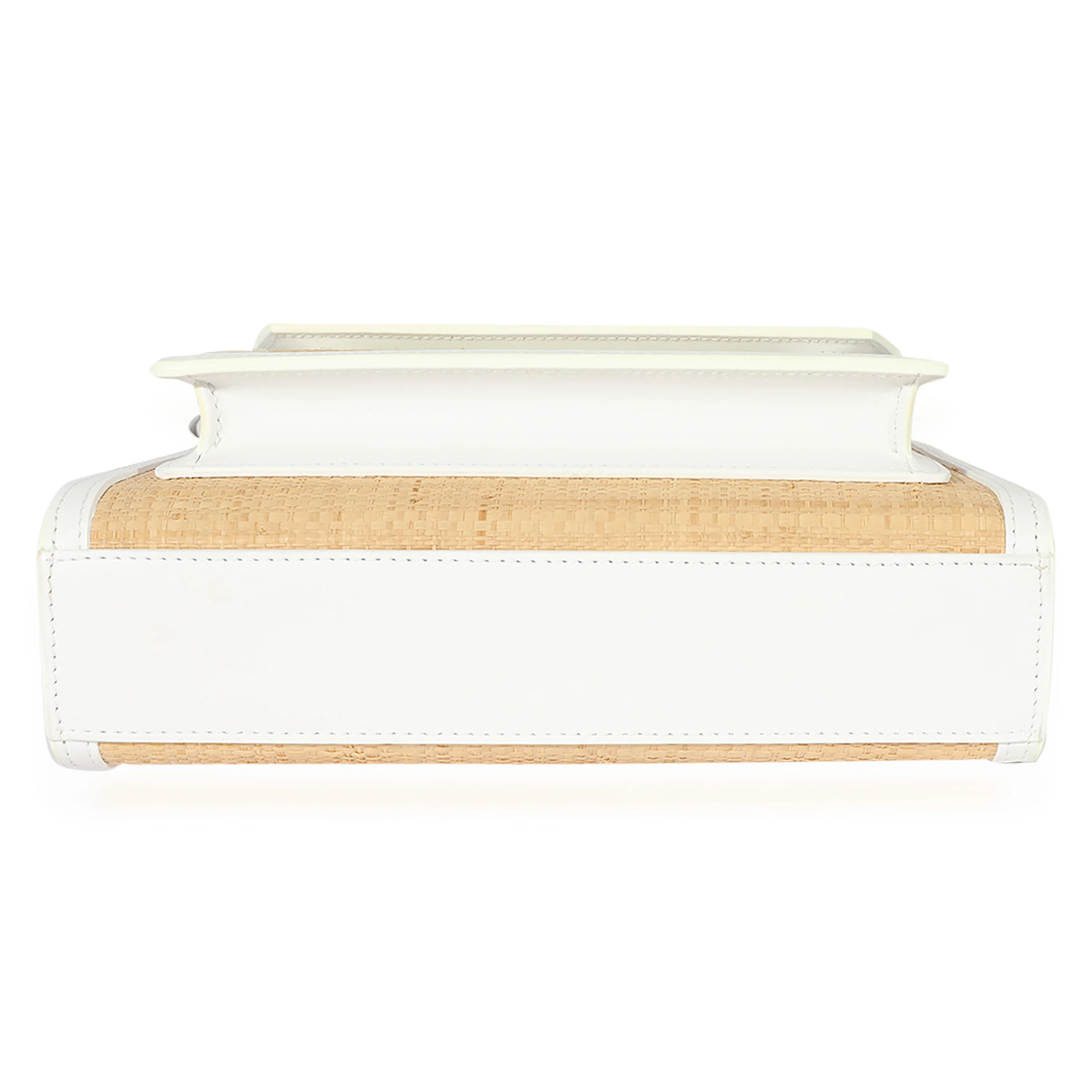 Burberry White Leather & Natural Raffia Mini Pocket Bag - Image 5