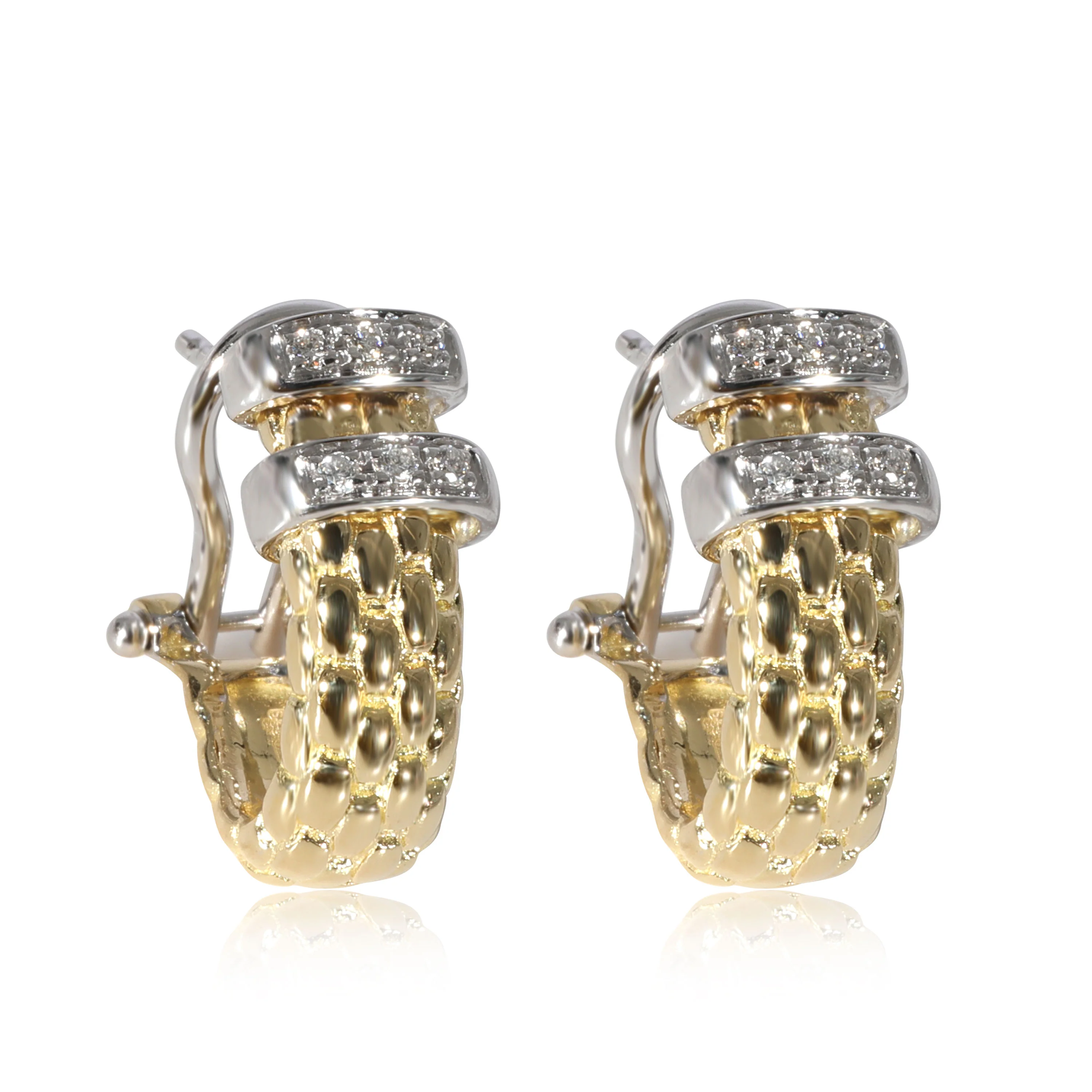 FOPE Hoop Earring in 18k White Gold/Yellow Gold 0.11 CTW