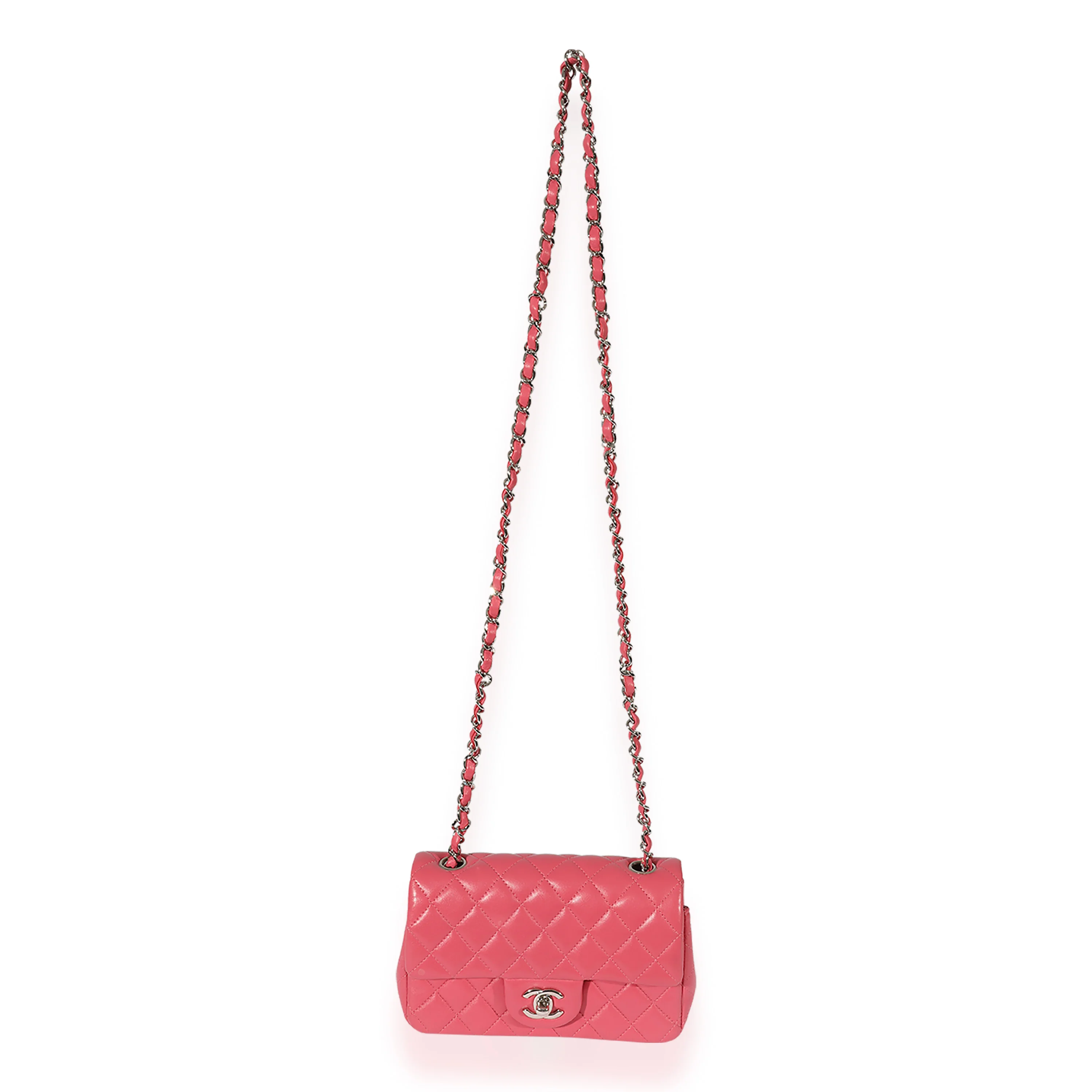 Chanel Pink Quilted Lambskin Mini Rectangular Classic Flap Bag - Image 4