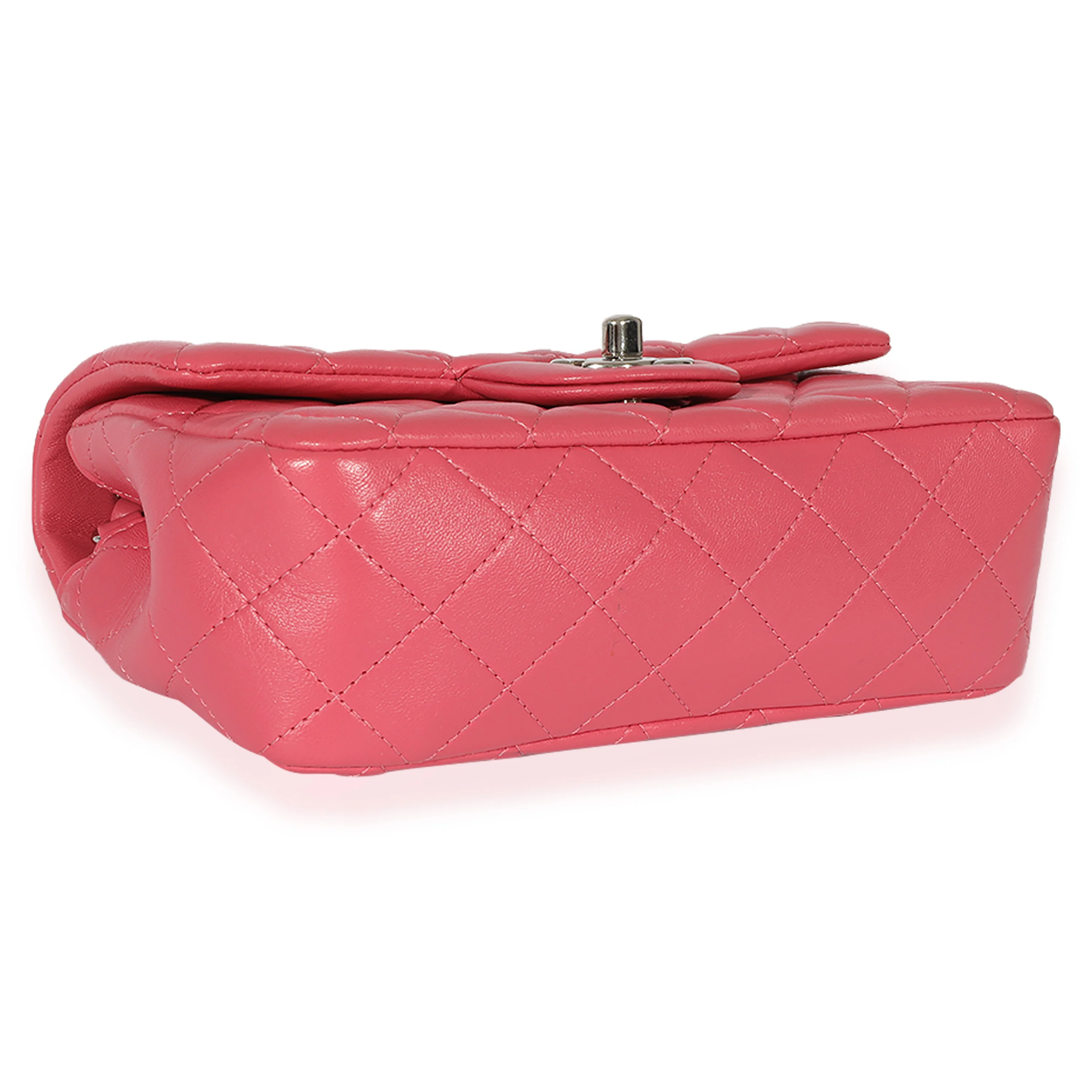 Chanel Pink Quilted Lambskin Mini Rectangular Classic Flap Bag - Image 6