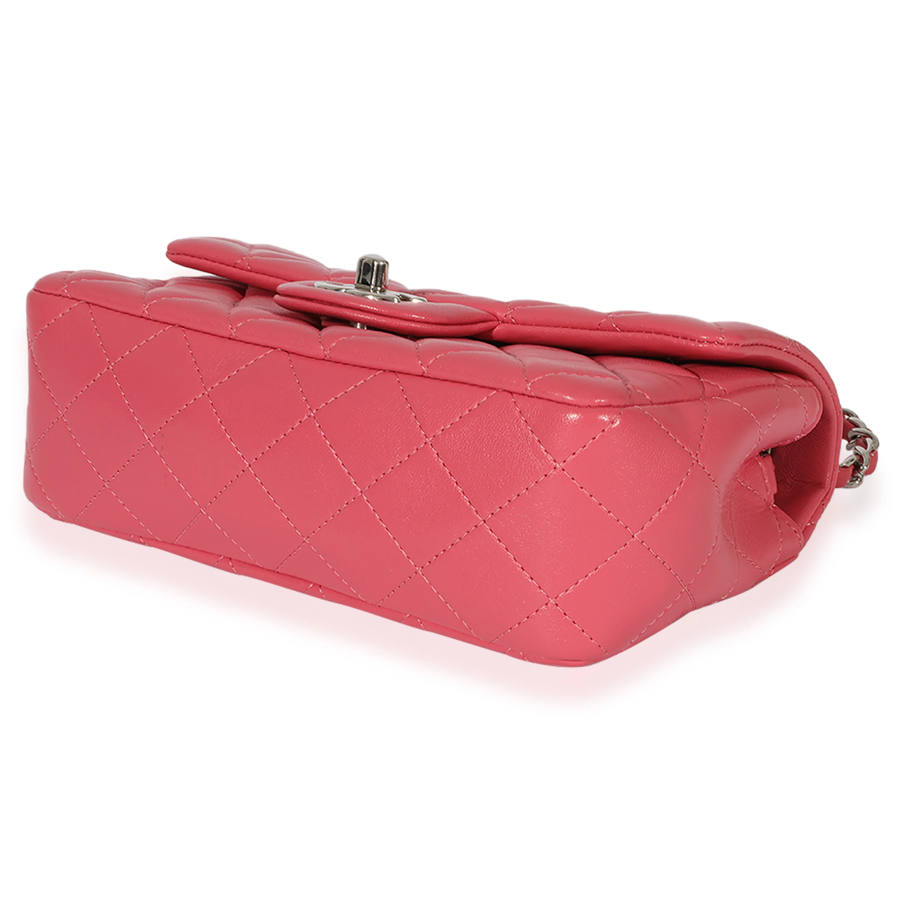 Chanel Pink Quilted Lambskin Mini Rectangular Classic Flap Bag - Image 7