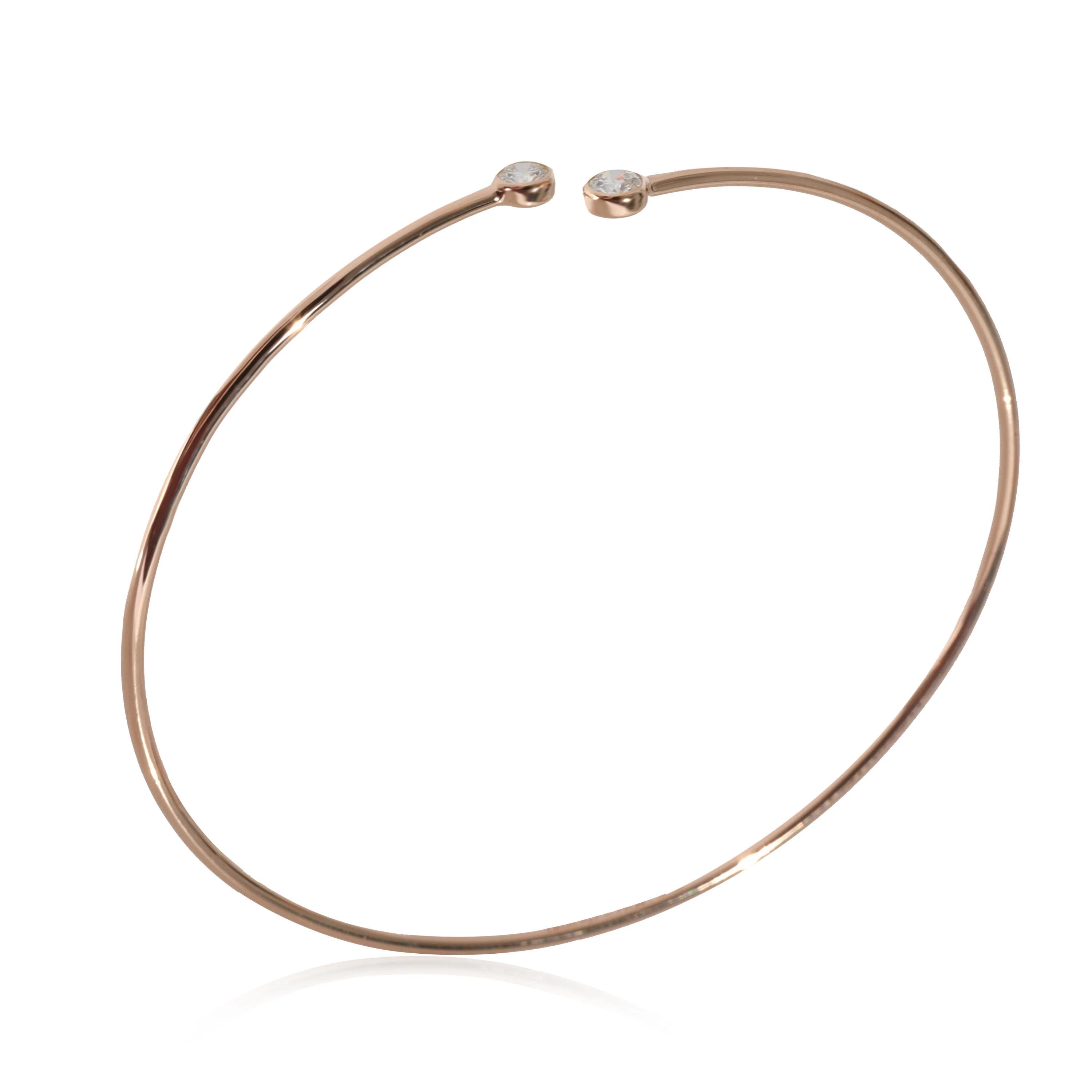 Tiffany & Co. Elsa Peretti Diamond Hoop Single-Row Bangle 18k Rose Gold 0.23 Ctw - Image 6