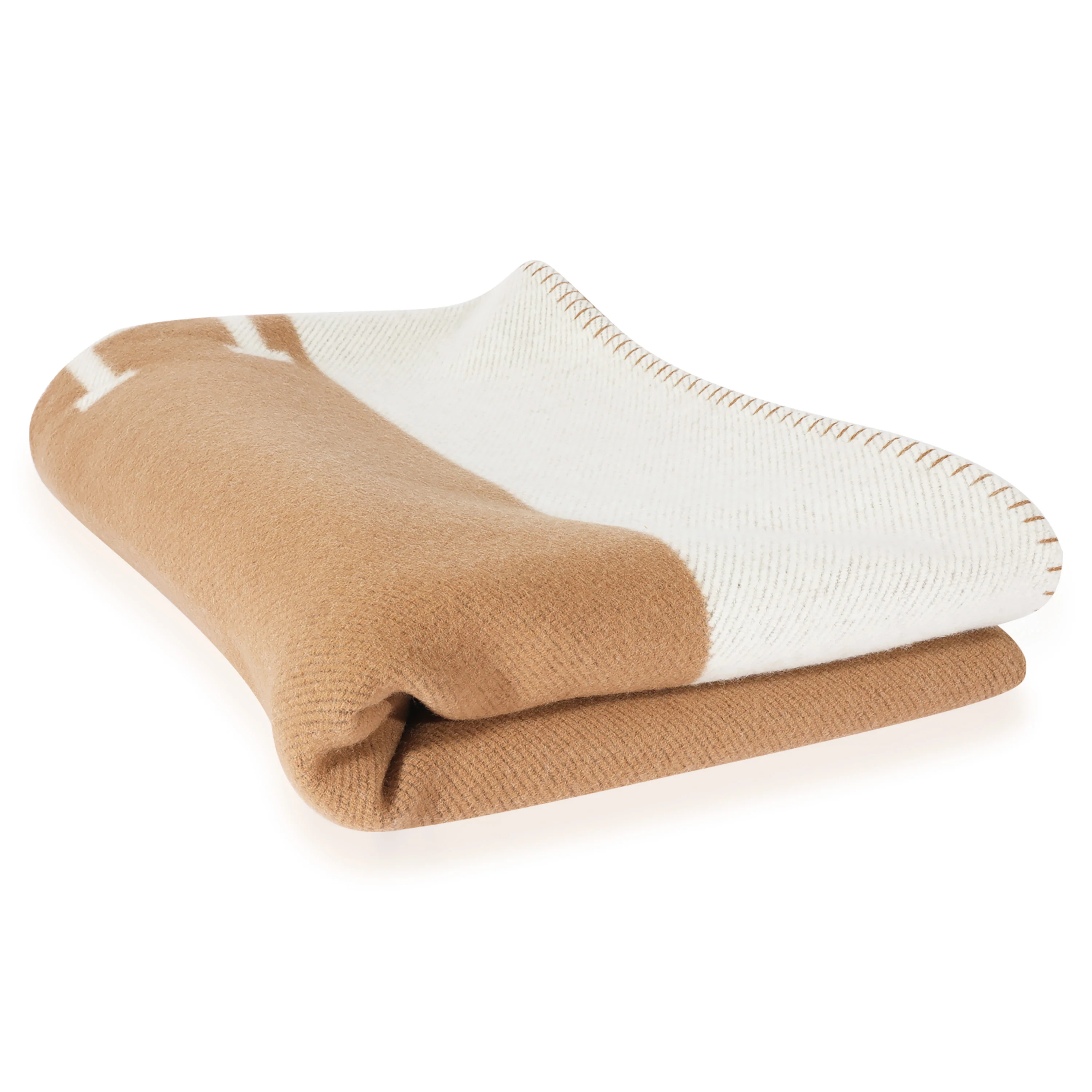 Hermès Ecru Camel Wool Avalon Throw Blanket - Image 6