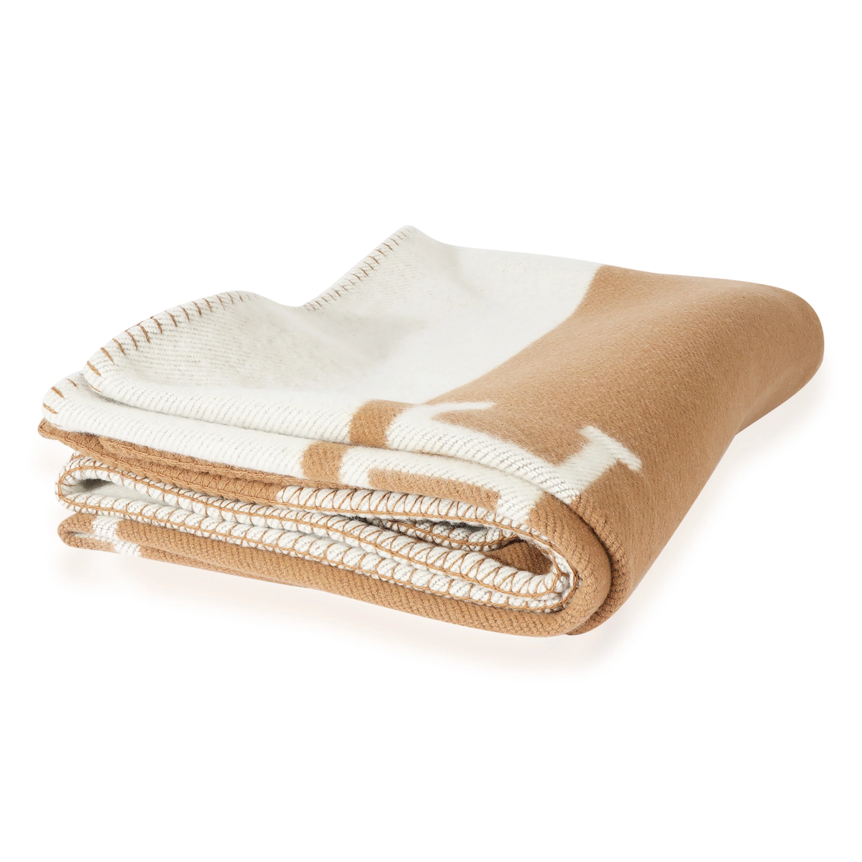 Hermès Ecru Camel Wool Avalon Throw Blanket - Image 8