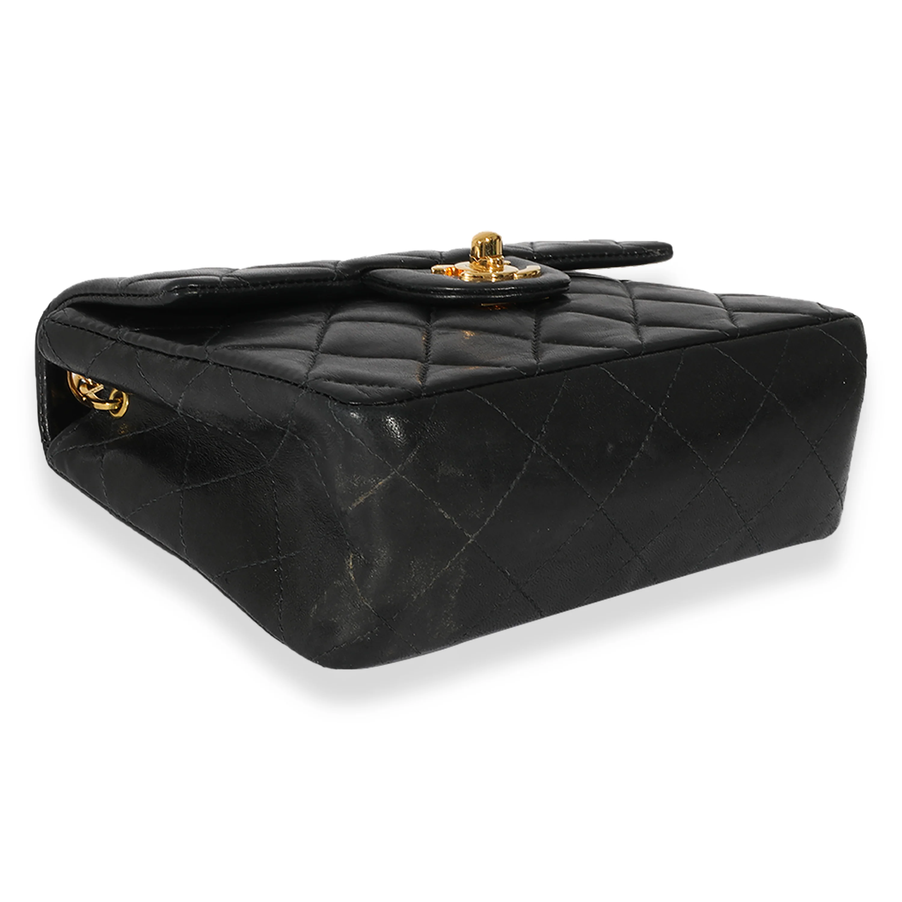 Chanel Vintage Black Quilted Lambskin Mini Square Classic Flap Bag - Image 6