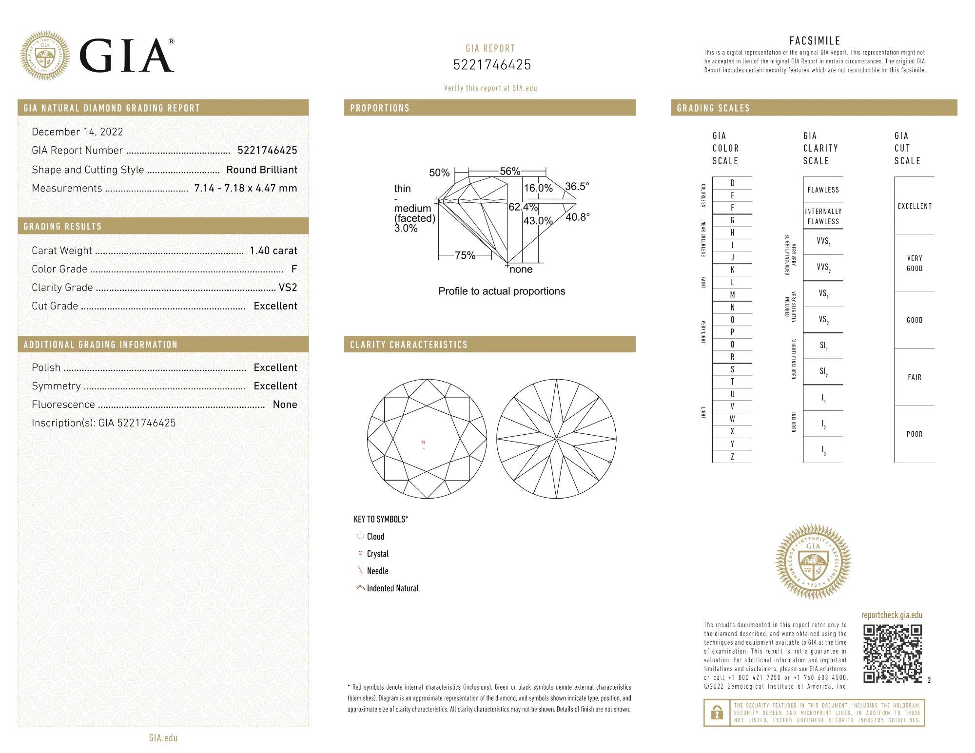 GIA Certified 1.40 Ct Round cut F VS2 Loose Diamond - Image 2