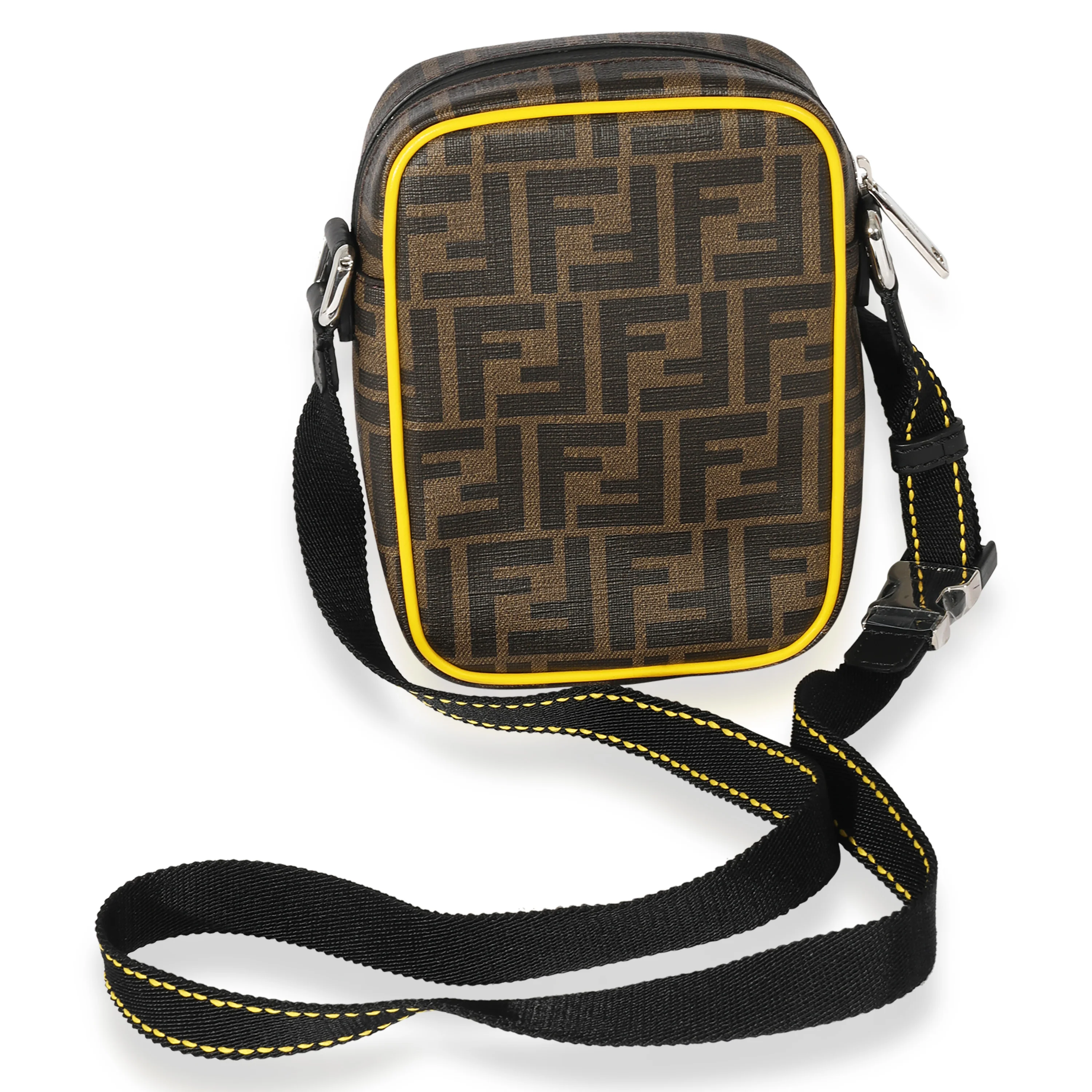 Fendi Brown Zucca & Black Leather Messenger Bag - Image 3