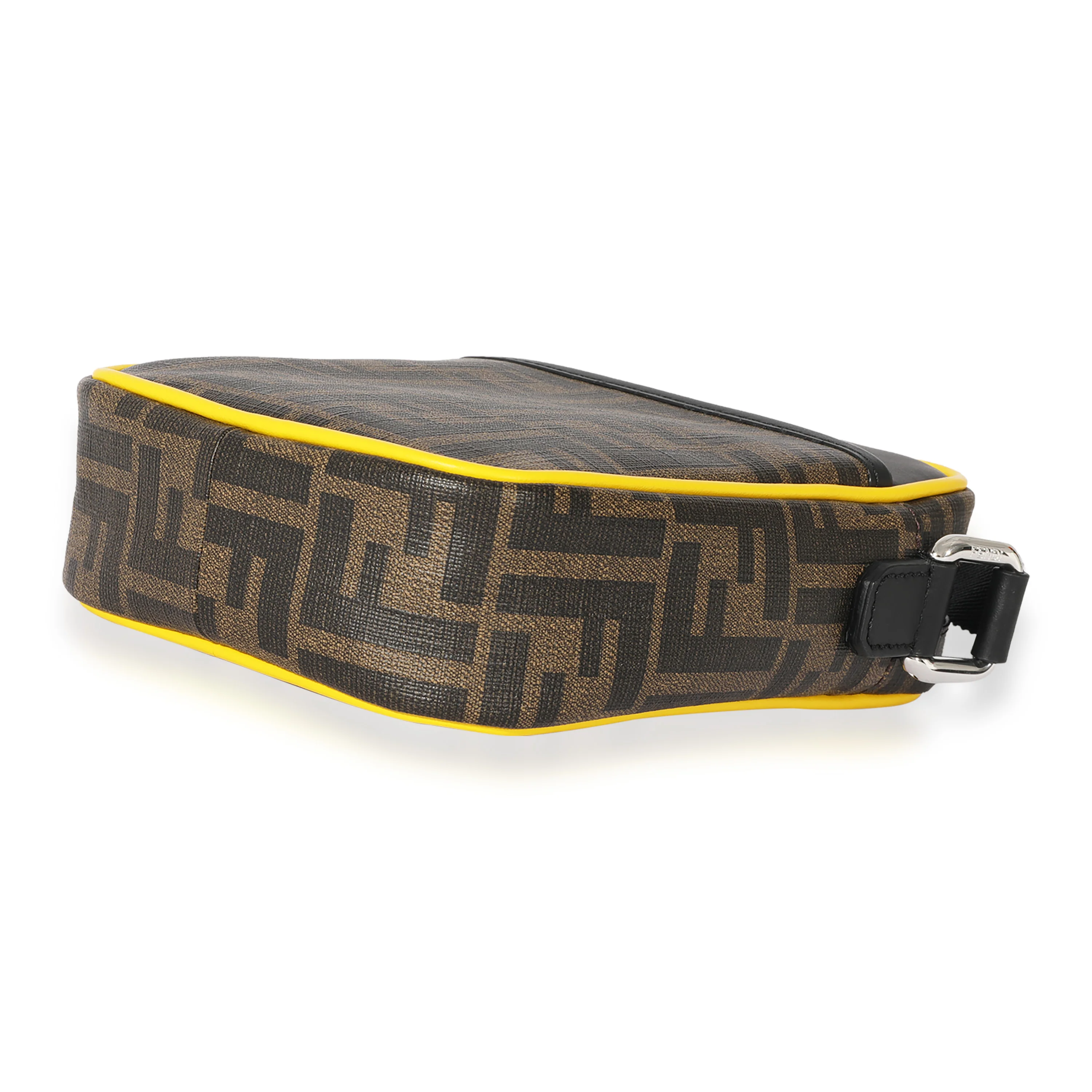 Fendi Brown Zucca & Black Leather Messenger Bag - Image 7