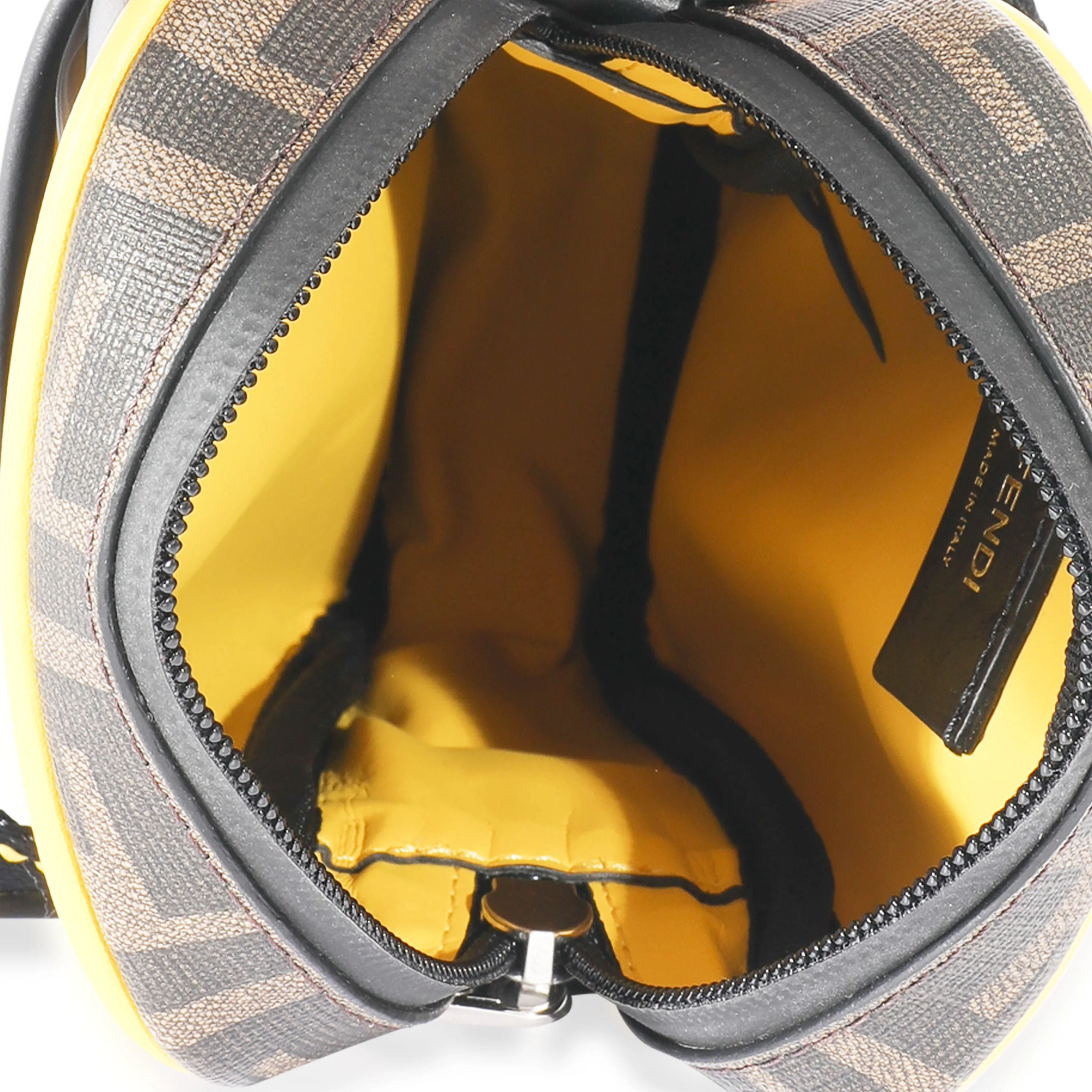 Fendi Brown Zucca & Black Leather Messenger Bag - Image 8