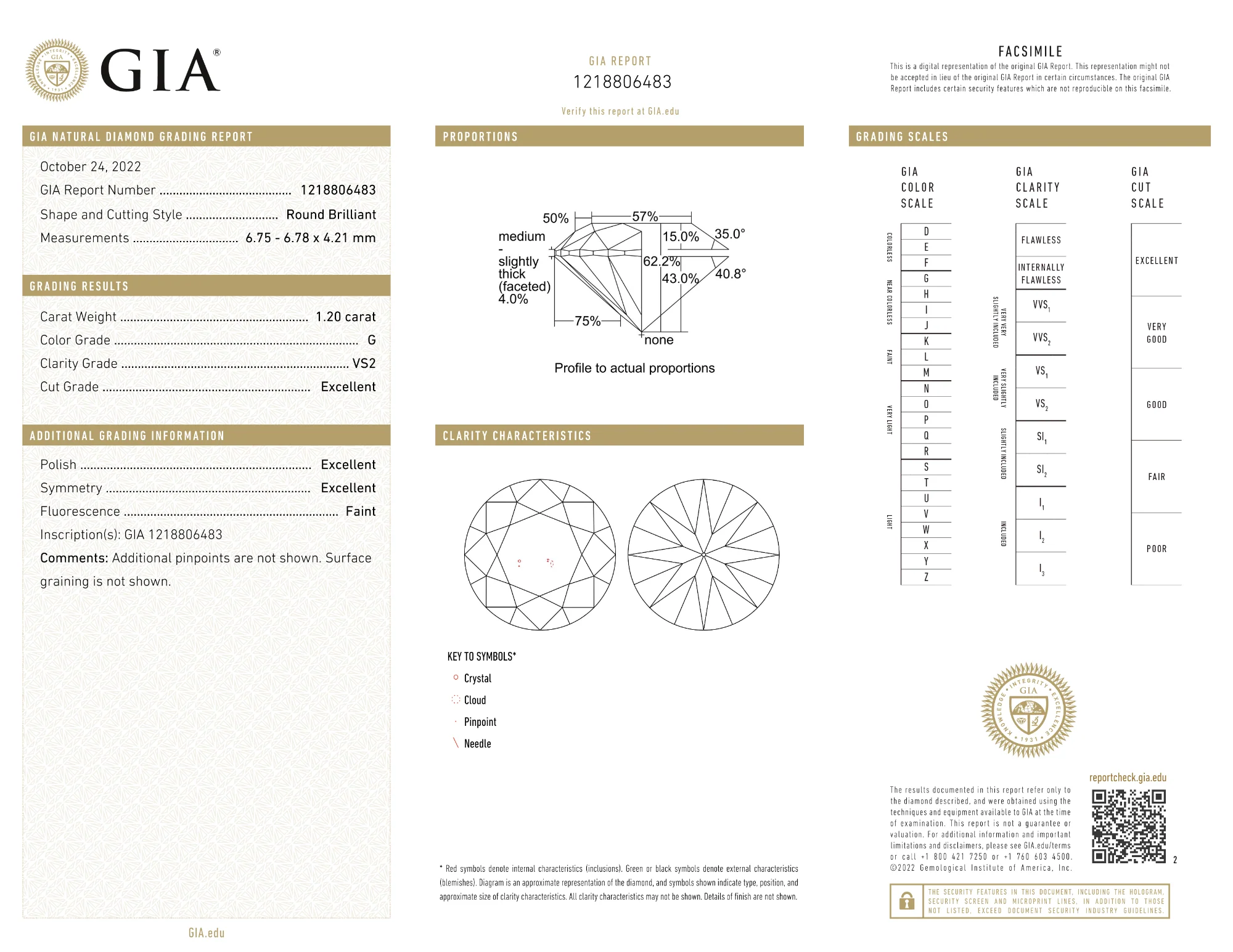 GIA Certified 1.20 Ct Round cut G VS2 Loose Diamond - Image 2