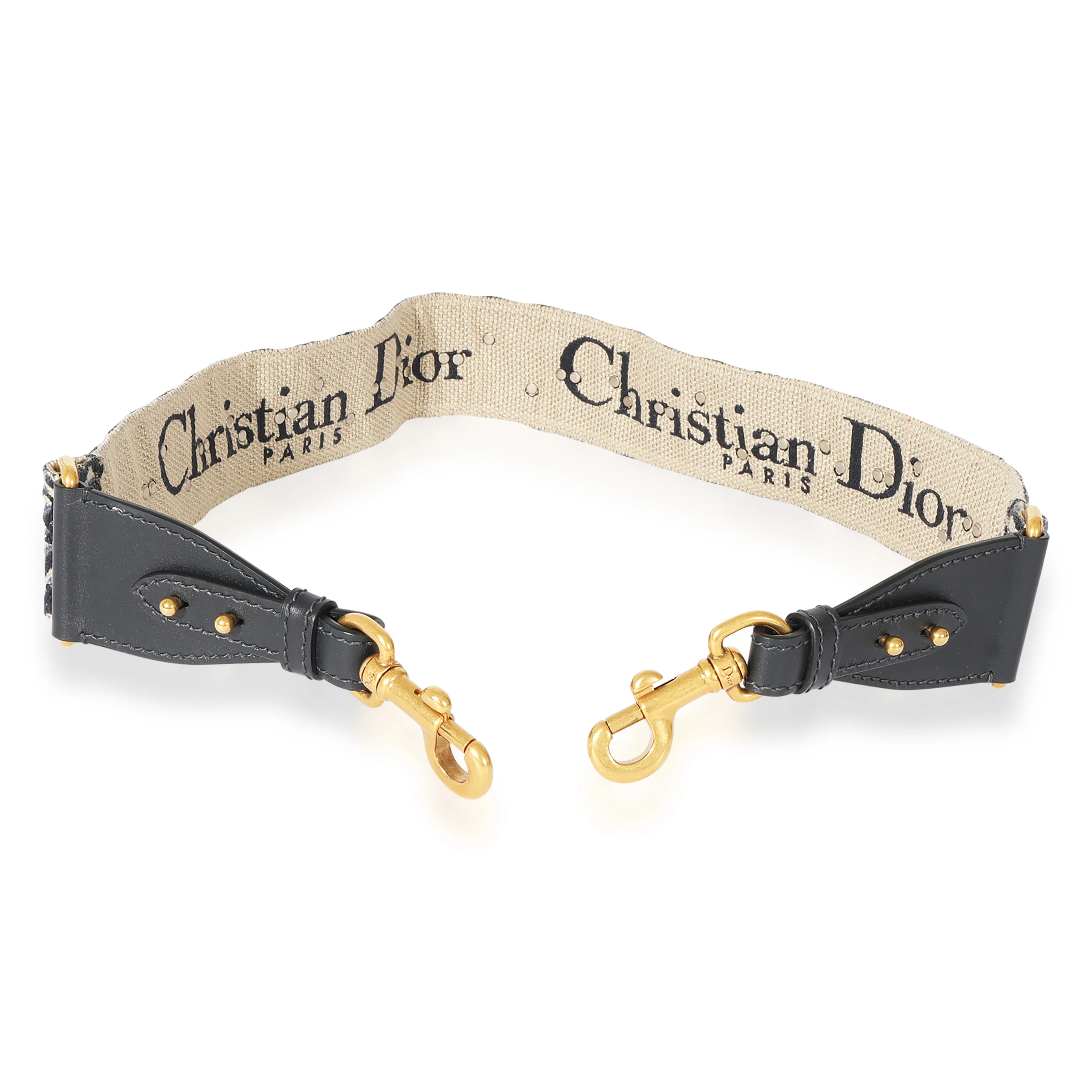 Dior Blue Oblique Embroidery Shoulder Strap With Ring - Image 3