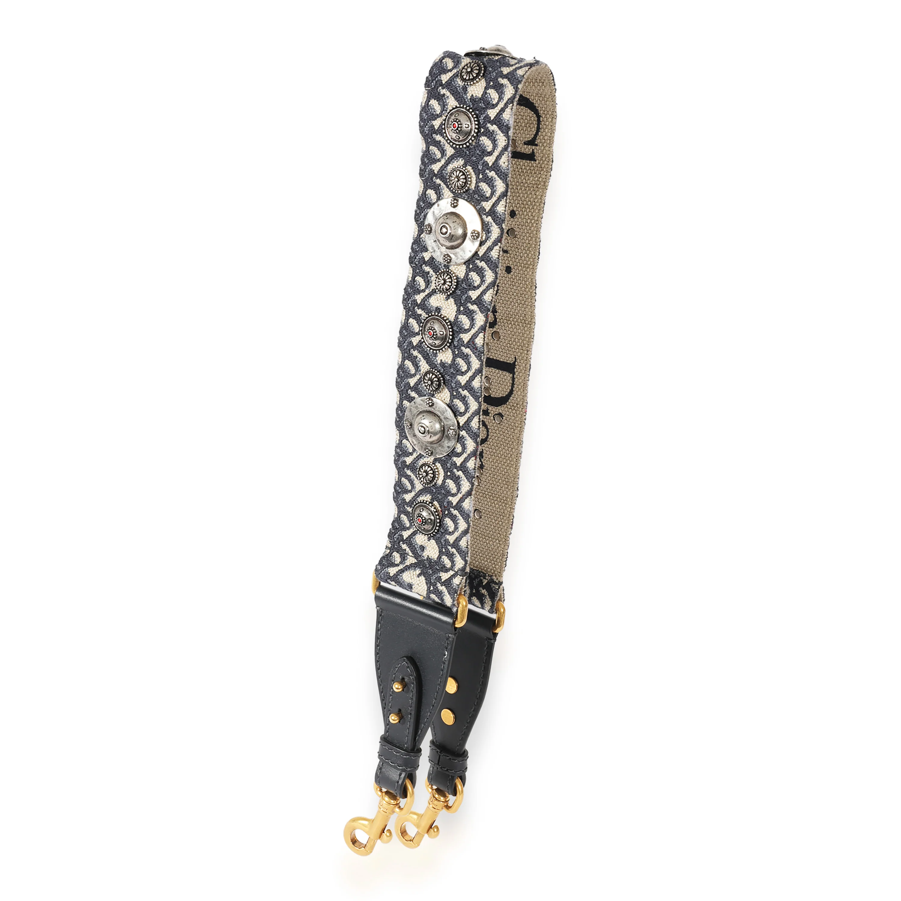 Dior Blue Oblique Embroidery Shoulder Strap With Ring - Image 4