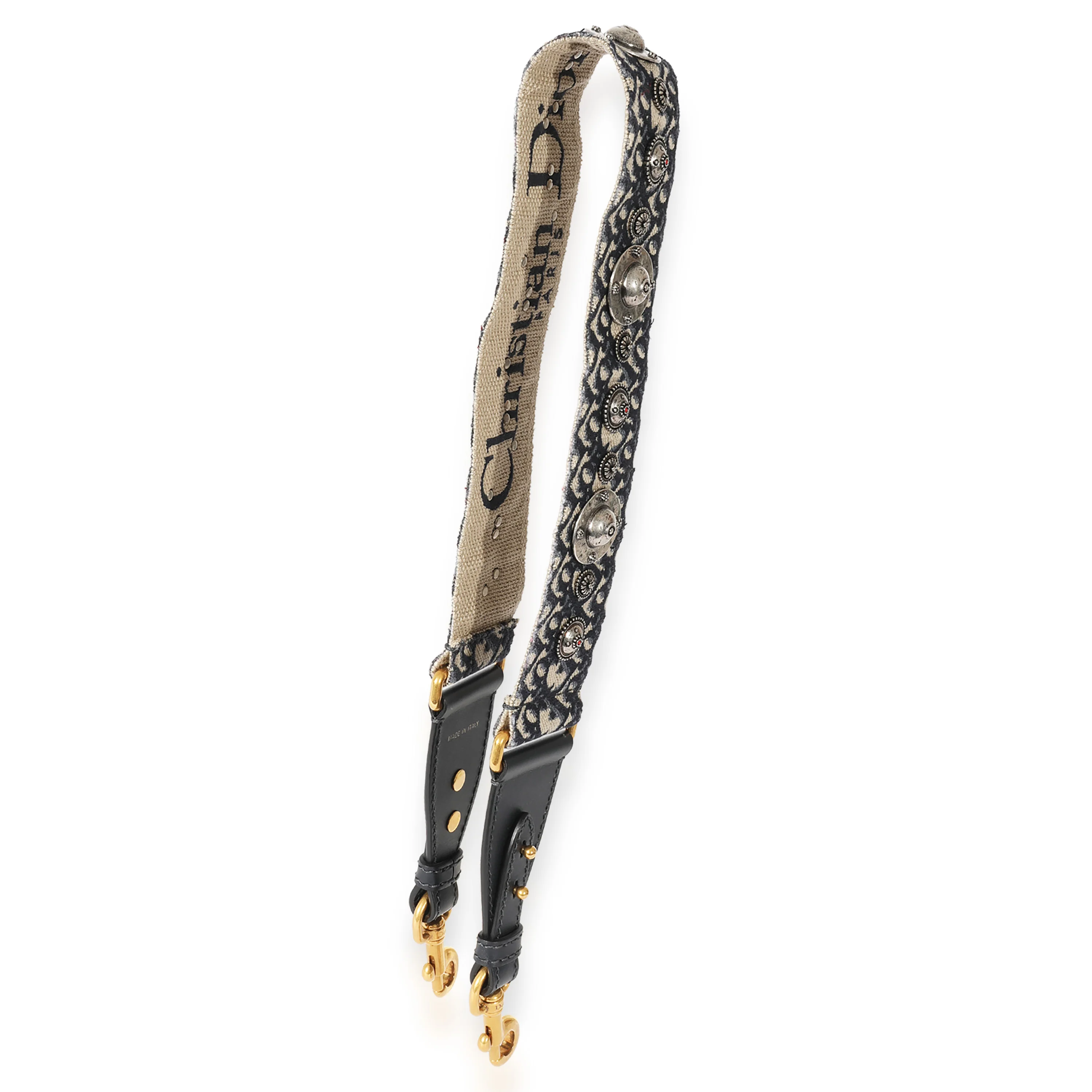 Dior Blue Oblique Embroidery Shoulder Strap With Ring - Image 5