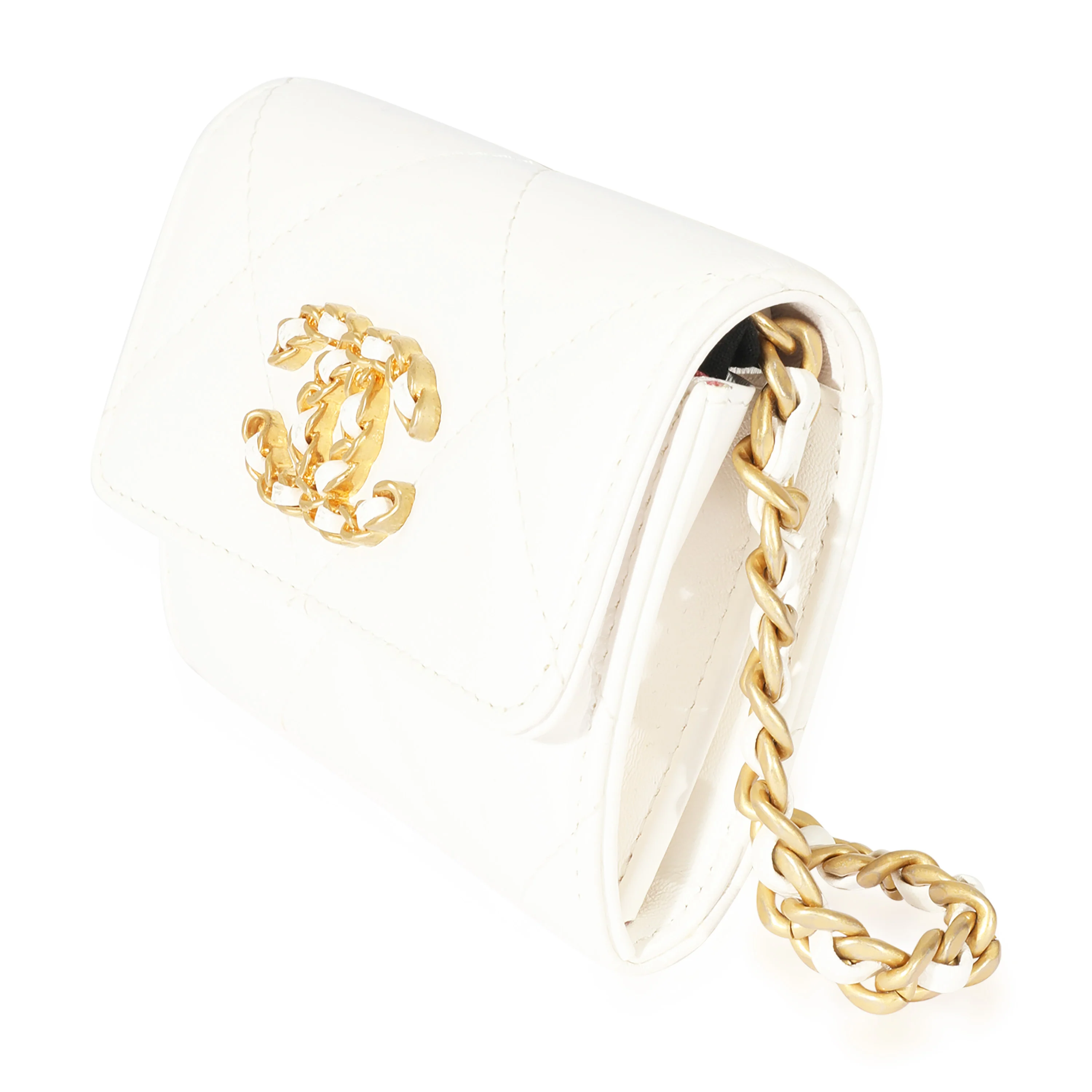 Chanel Chanel 19 White Leather Card Holder On Chain - Image 2