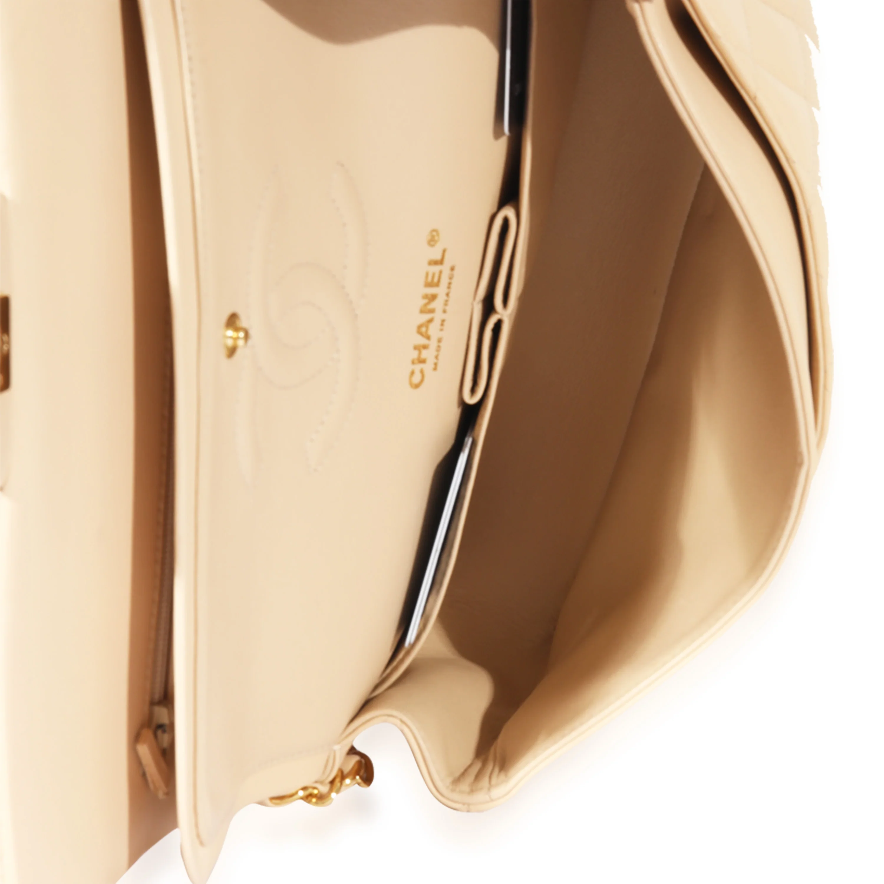 Chanel Beige Lambskin Medium Classic Flap Bag - Image 8