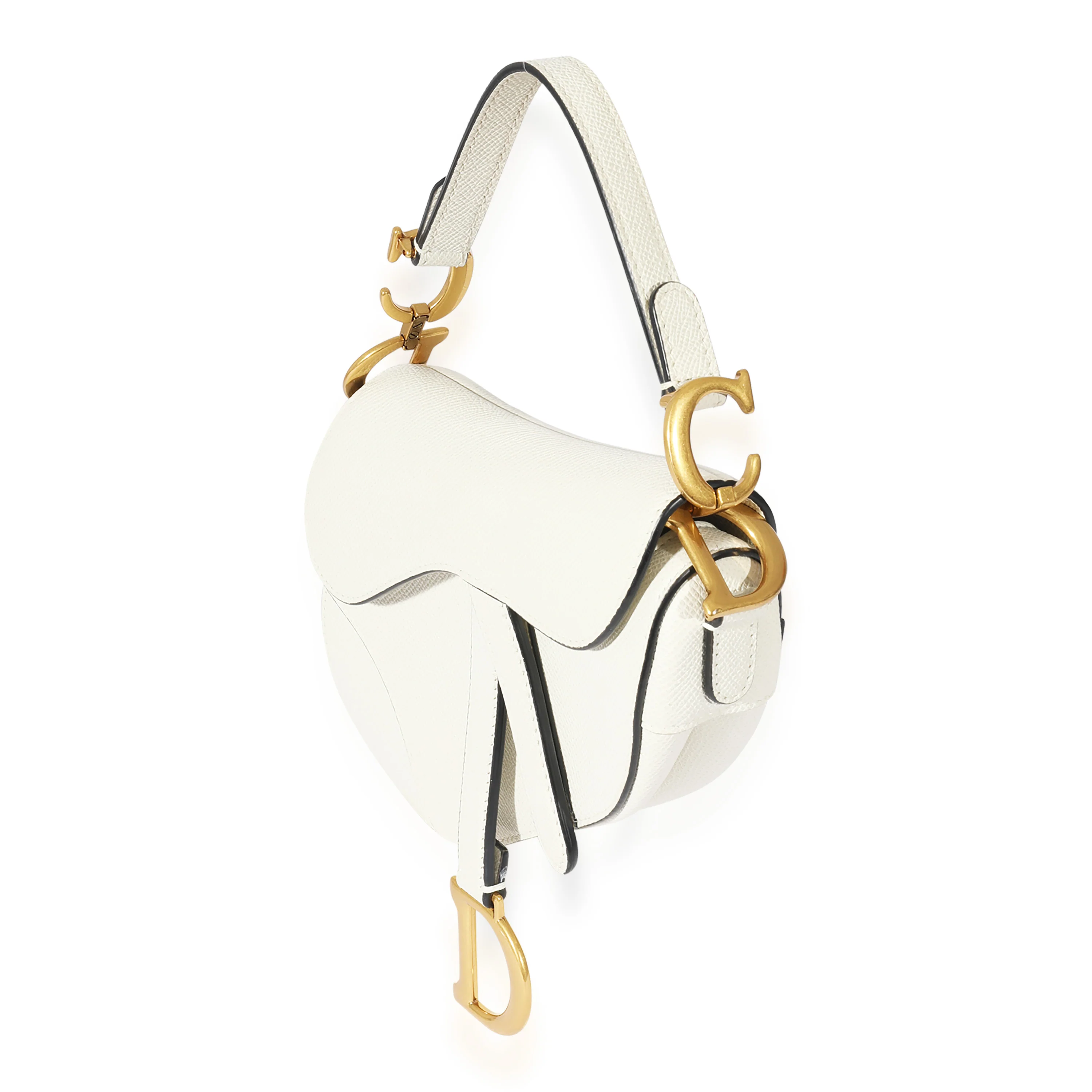 Christian Dior White Leather Mini Saddle Bag - Image 2