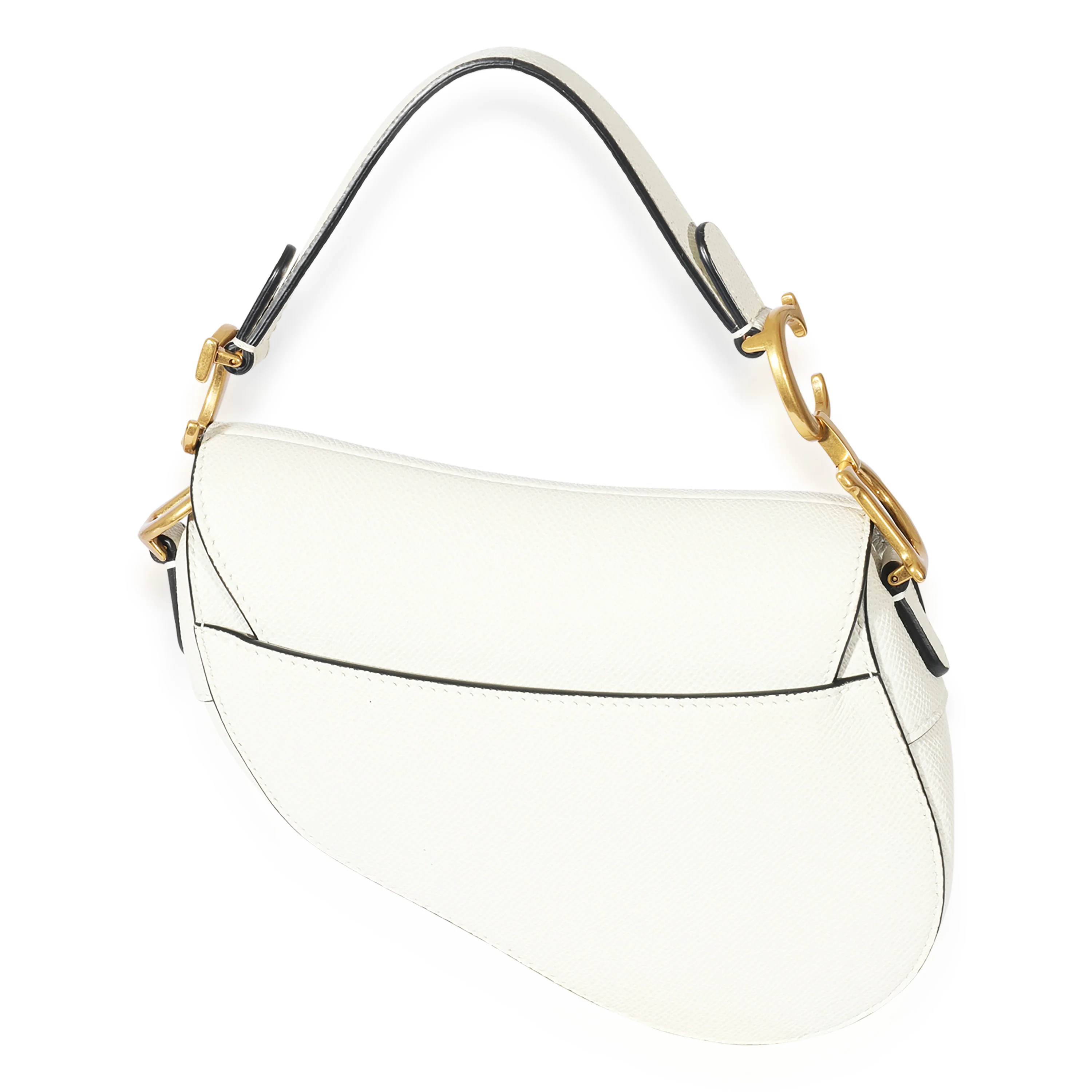 Christian Dior White Leather Mini Saddle Bag - Image 3