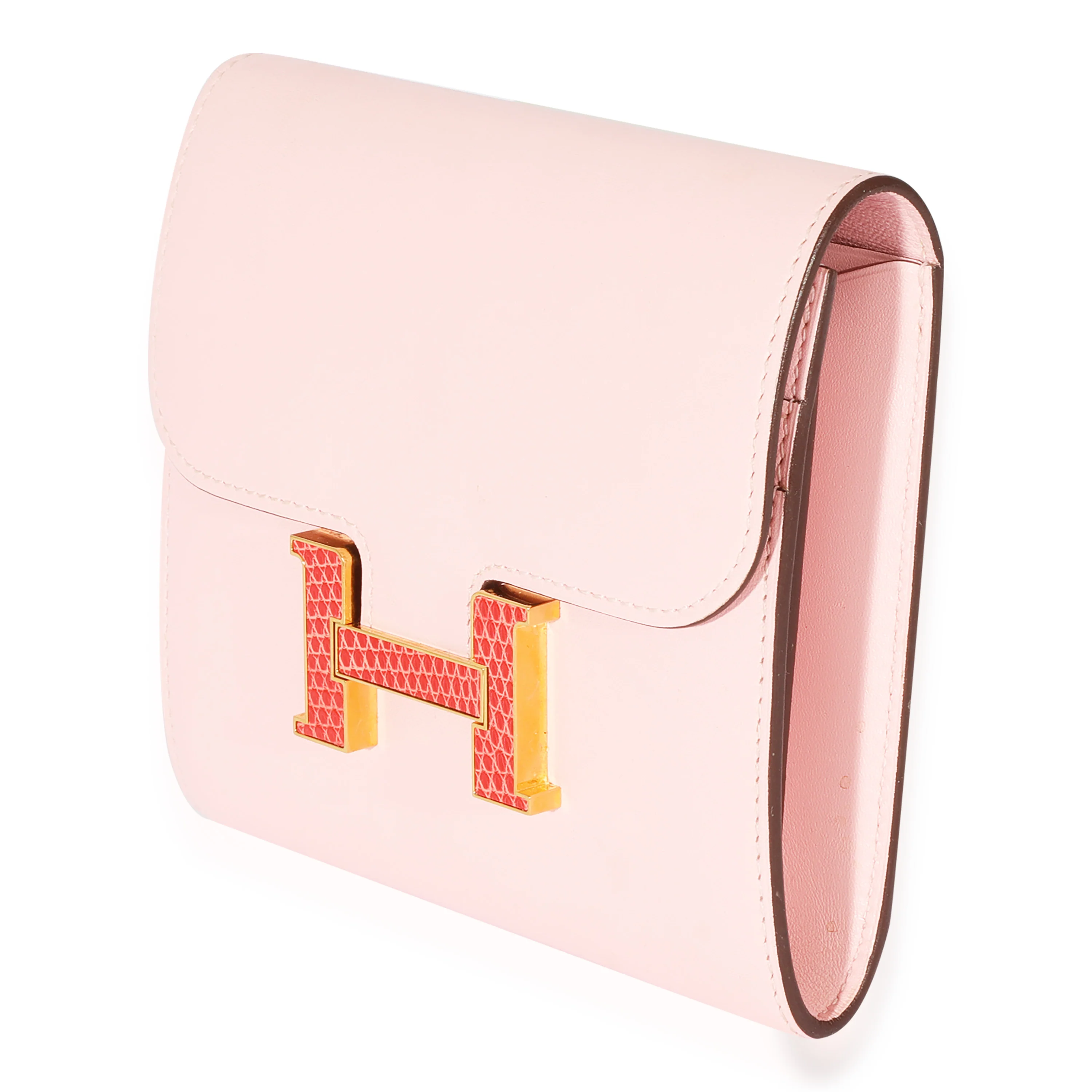 Hermes Tadelakt Rose Sakura Bougainvillea Lizard Constance Wallet - Image 2