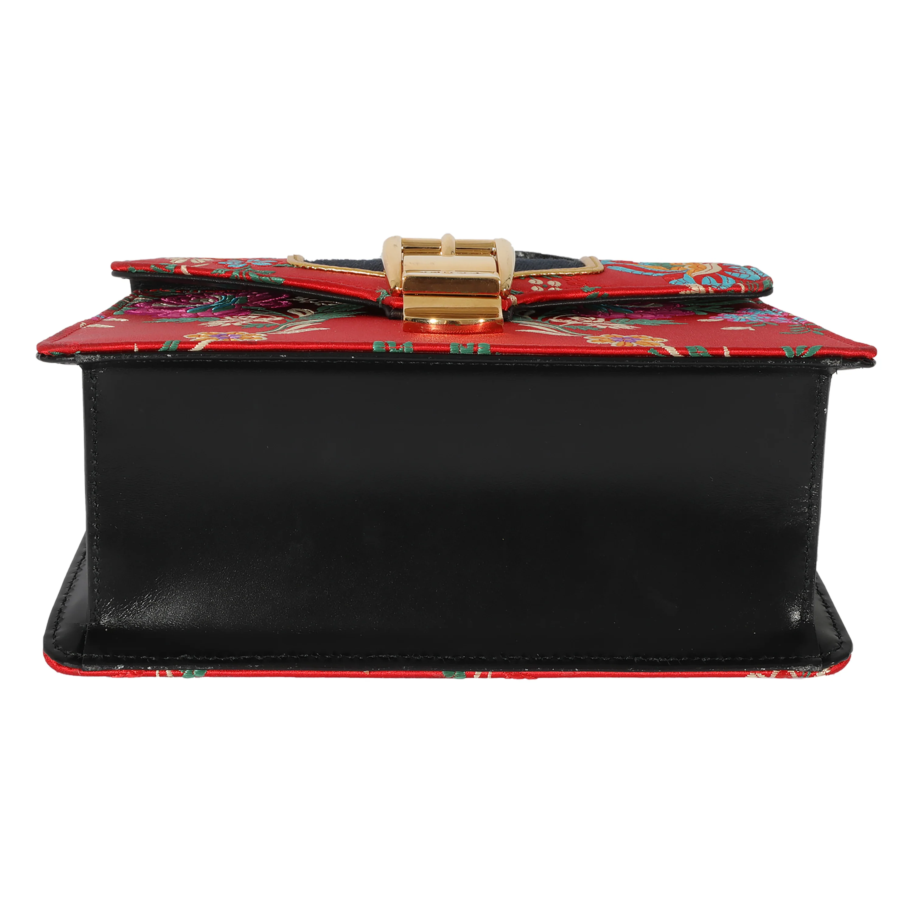 Gucci Red Satin & Floral Embroidered Jacquard Mini Sylvie - Image 5