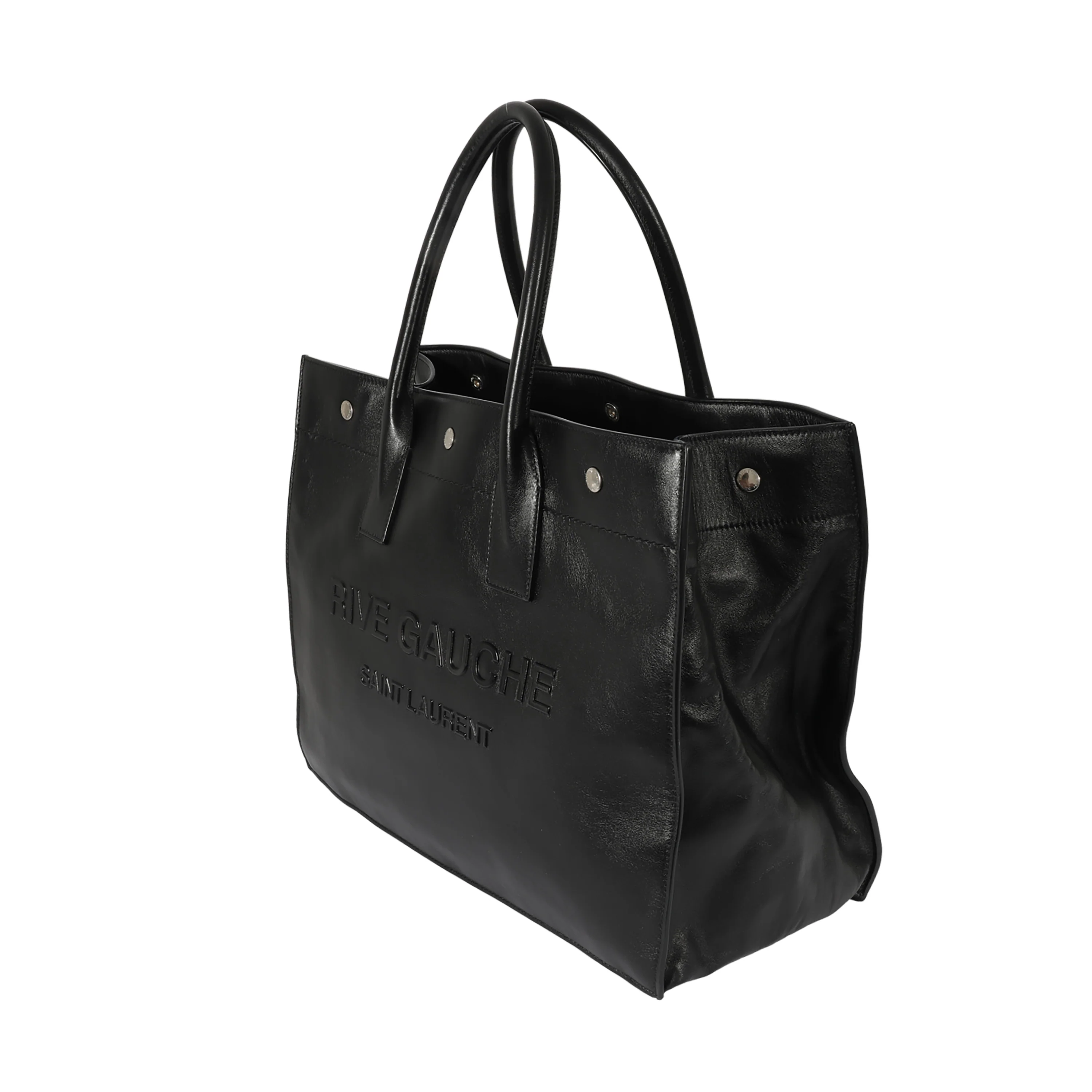 Black Leather Small Rive Gauche Tote - Image 2