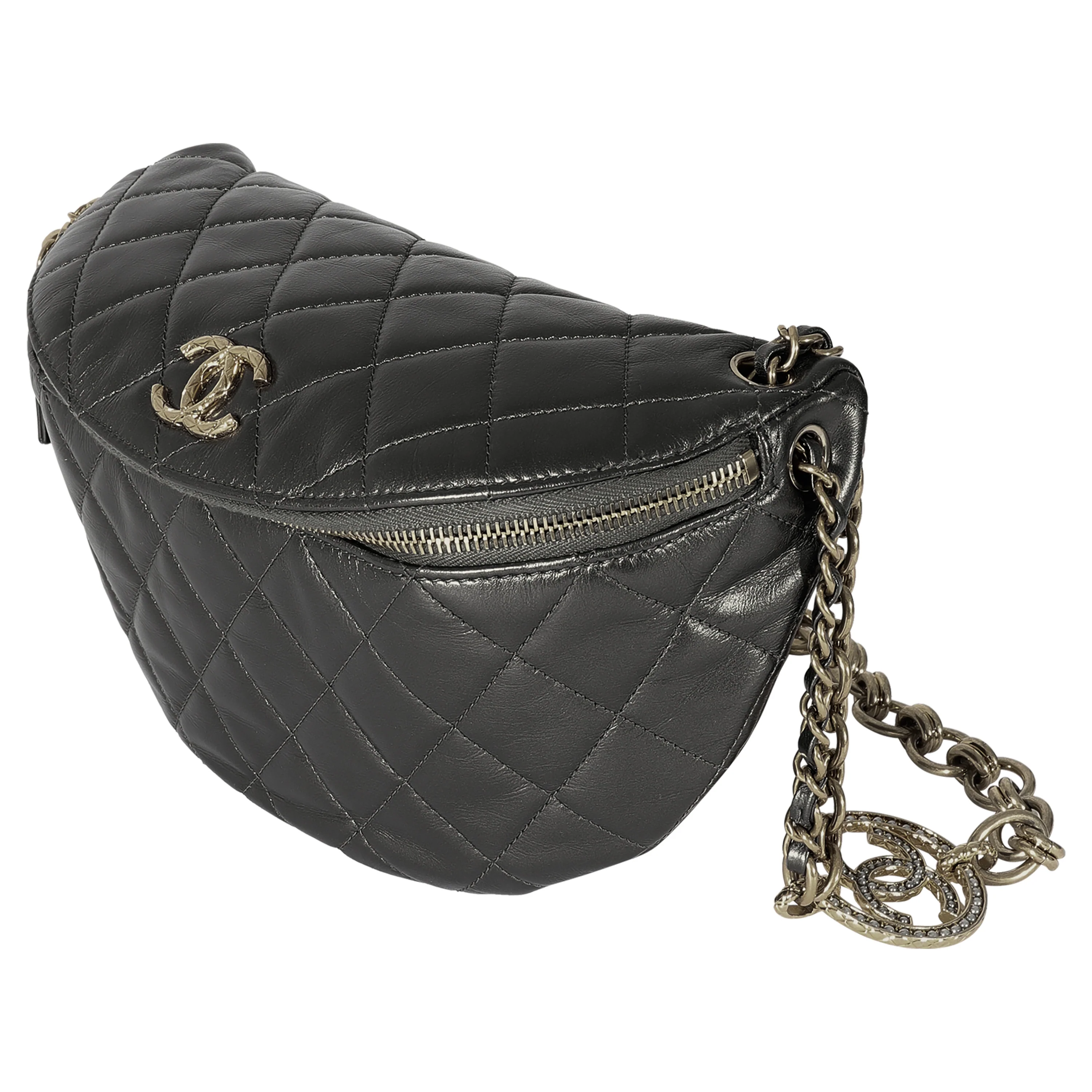 Chanel Metallic Quilted Calfskin Jeweled CC Crossbody Bag - Image 2