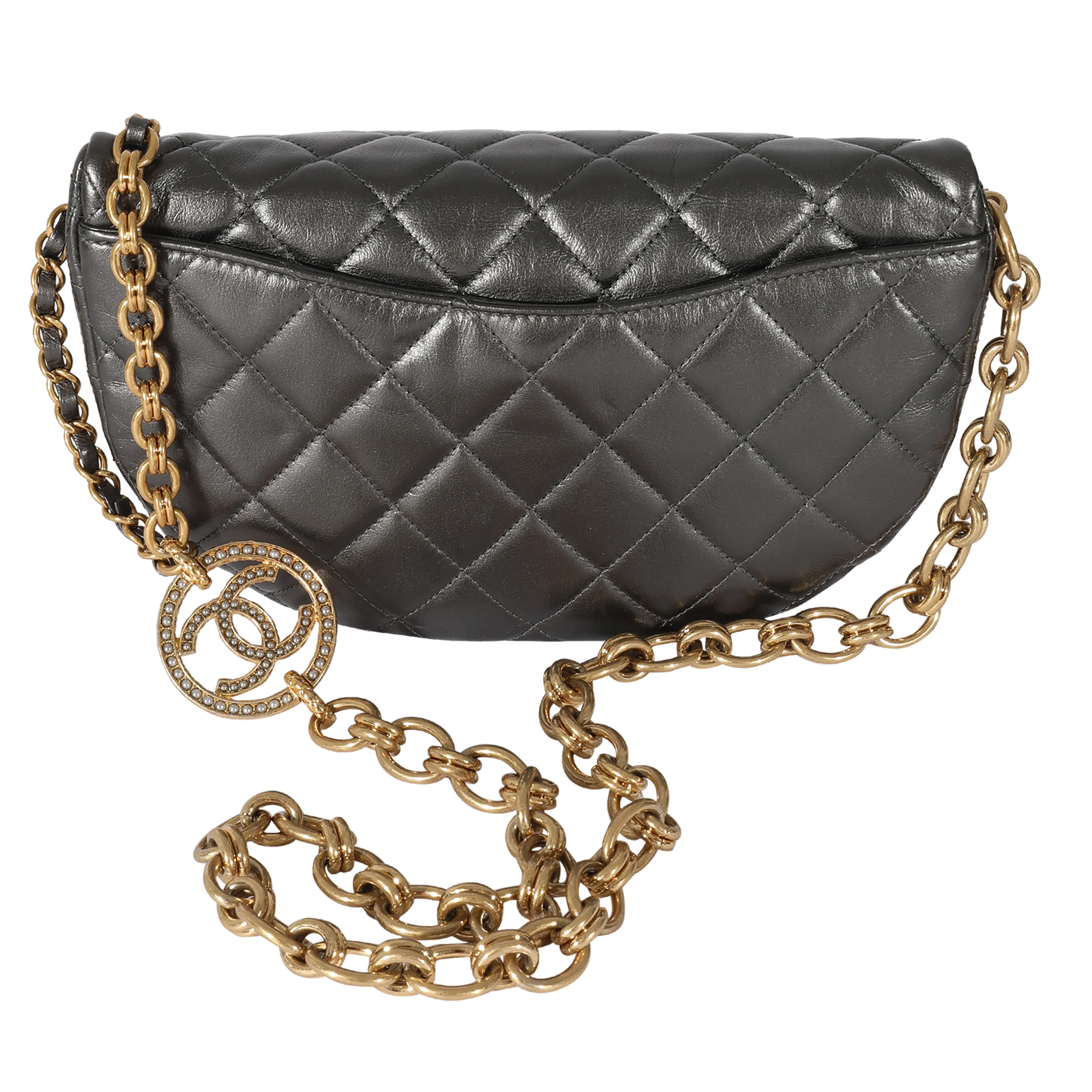 Chanel Metallic Quilted Calfskin Jeweled CC Crossbody Bag - Image 3