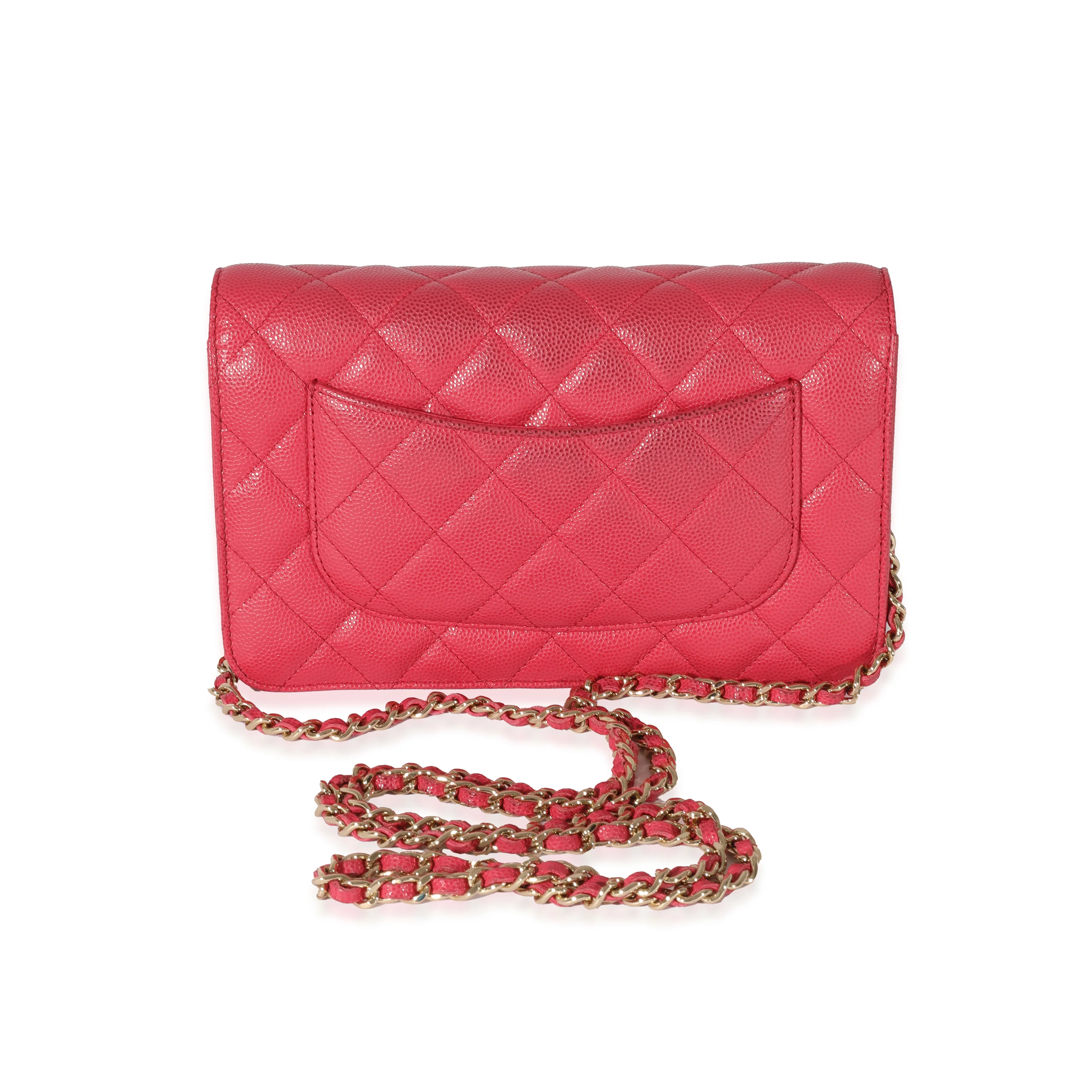 Chanel Pink Caviar Wallet On Chain - Image 3