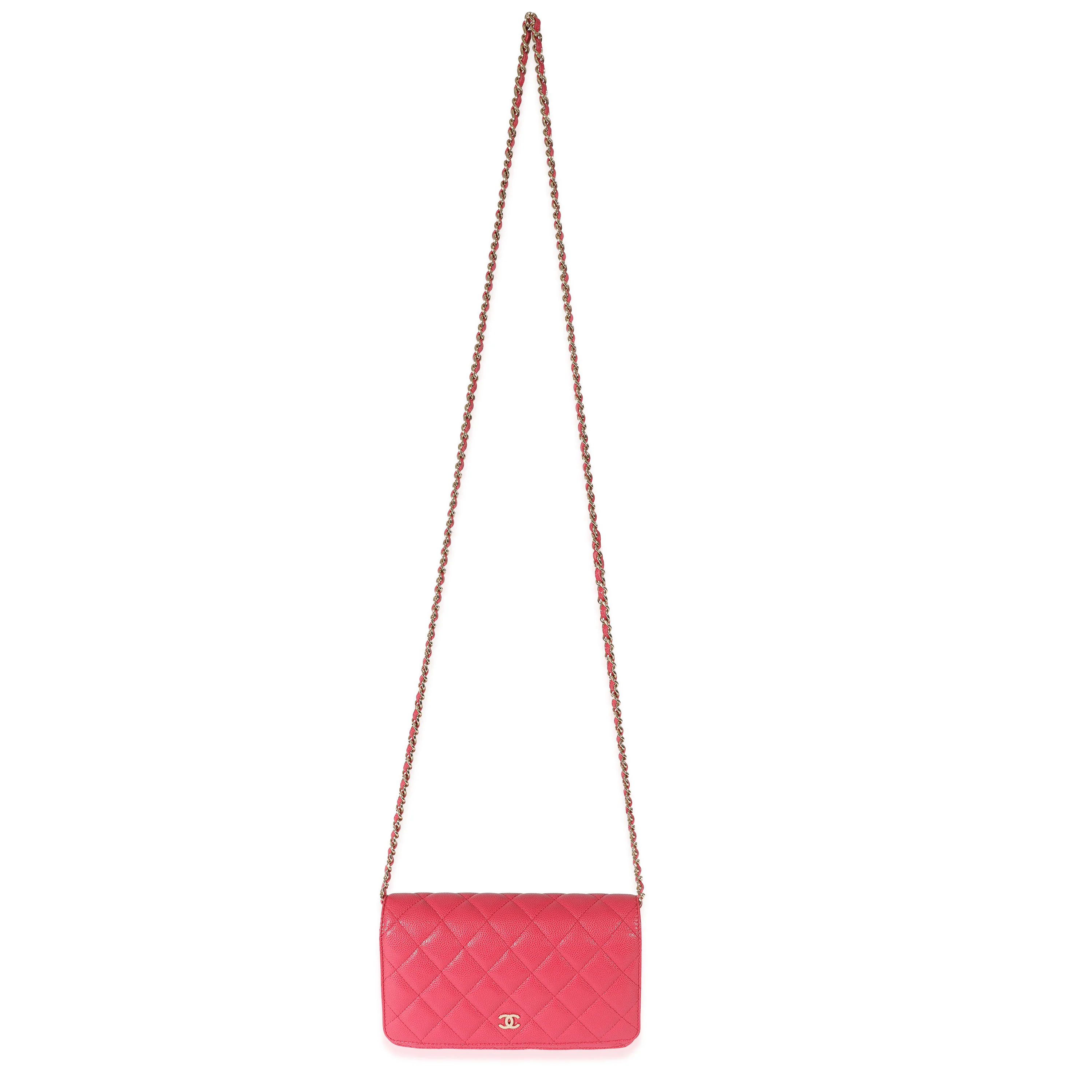 Chanel Pink Caviar Wallet On Chain - Image 4