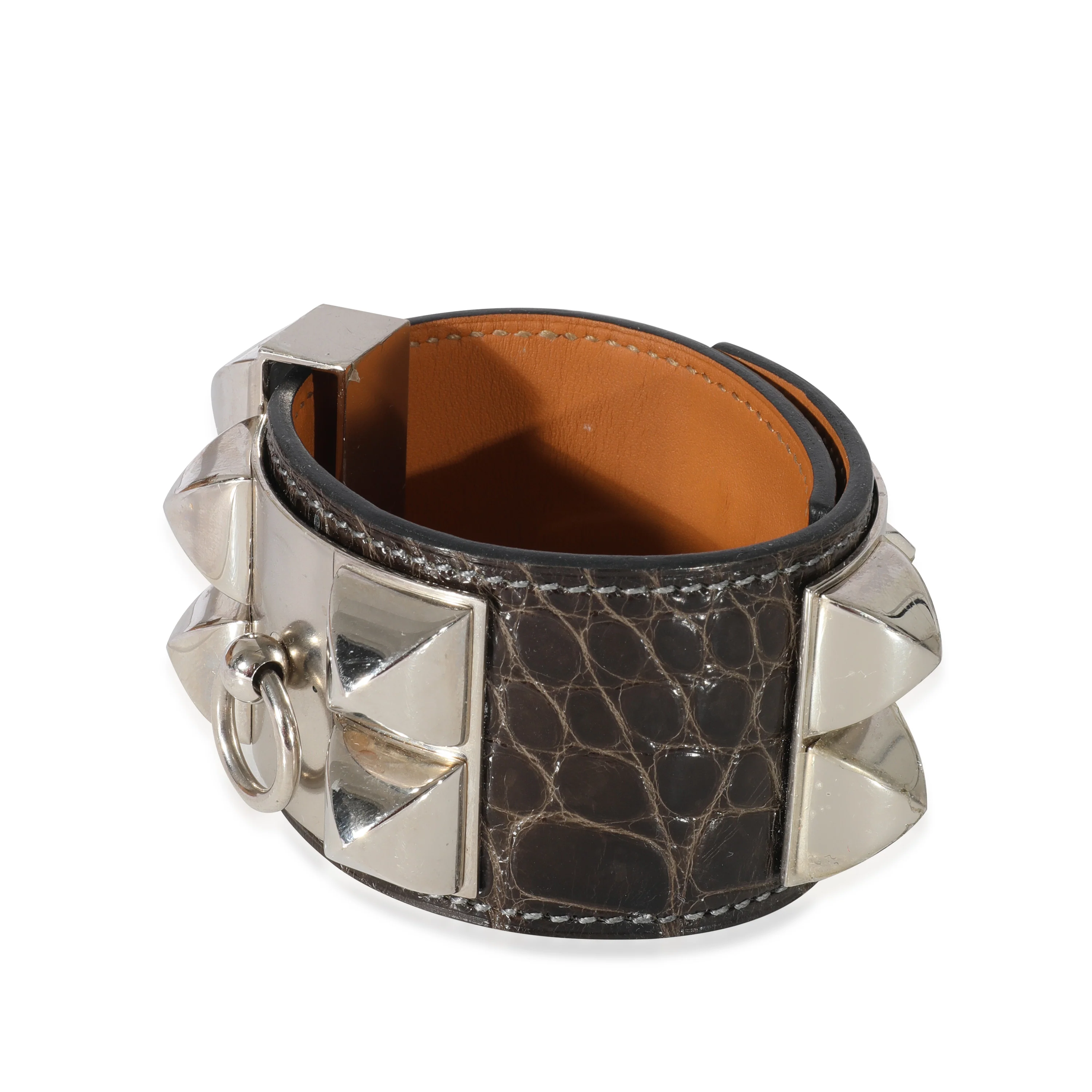 Graphite Matte Lisse Alligator Collier De Chien PHW - Image 2