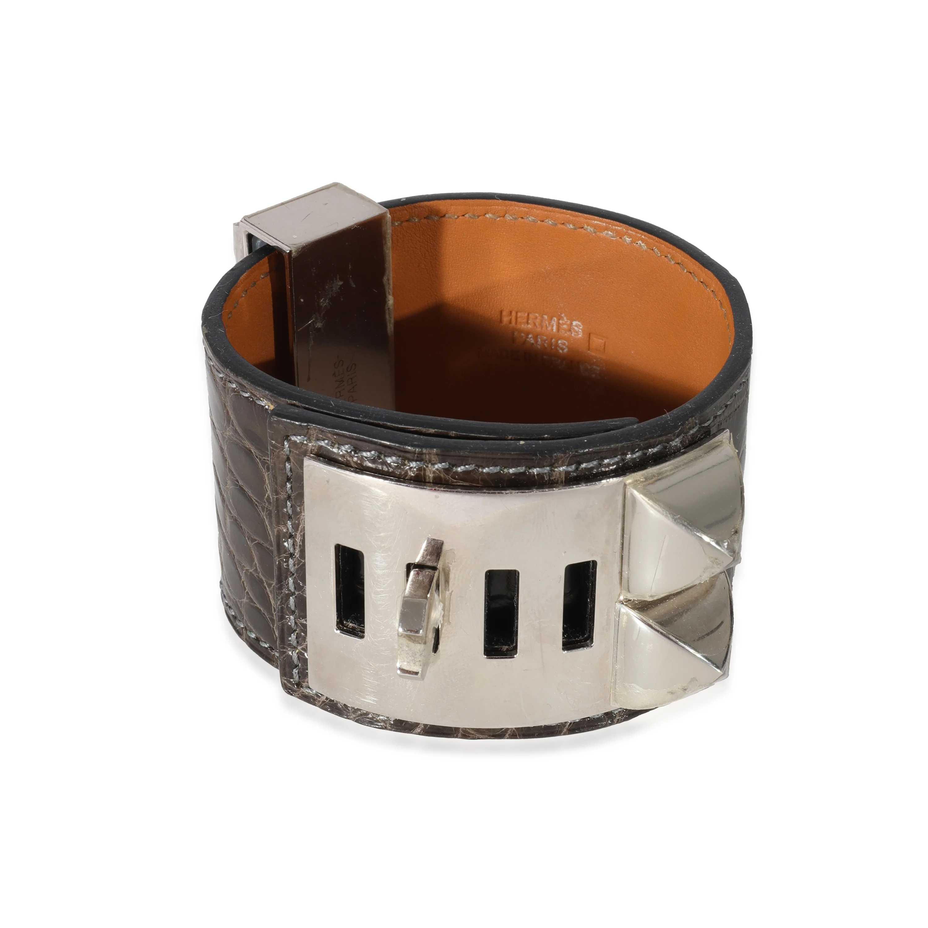 Graphite Matte Lisse Alligator Collier De Chien PHW - Image 3