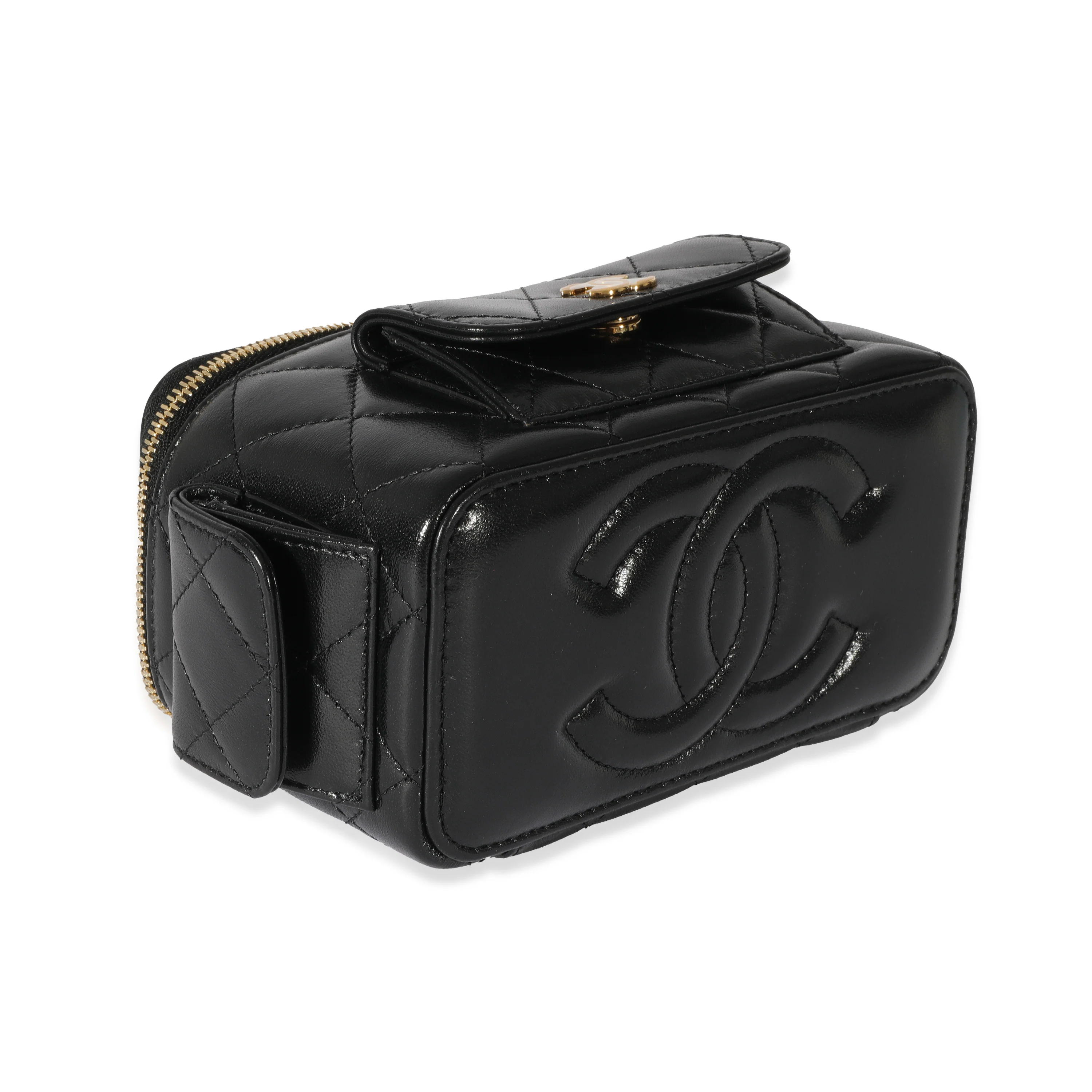 Chanel 22K Black Leather Vanity With Chain - Image 6