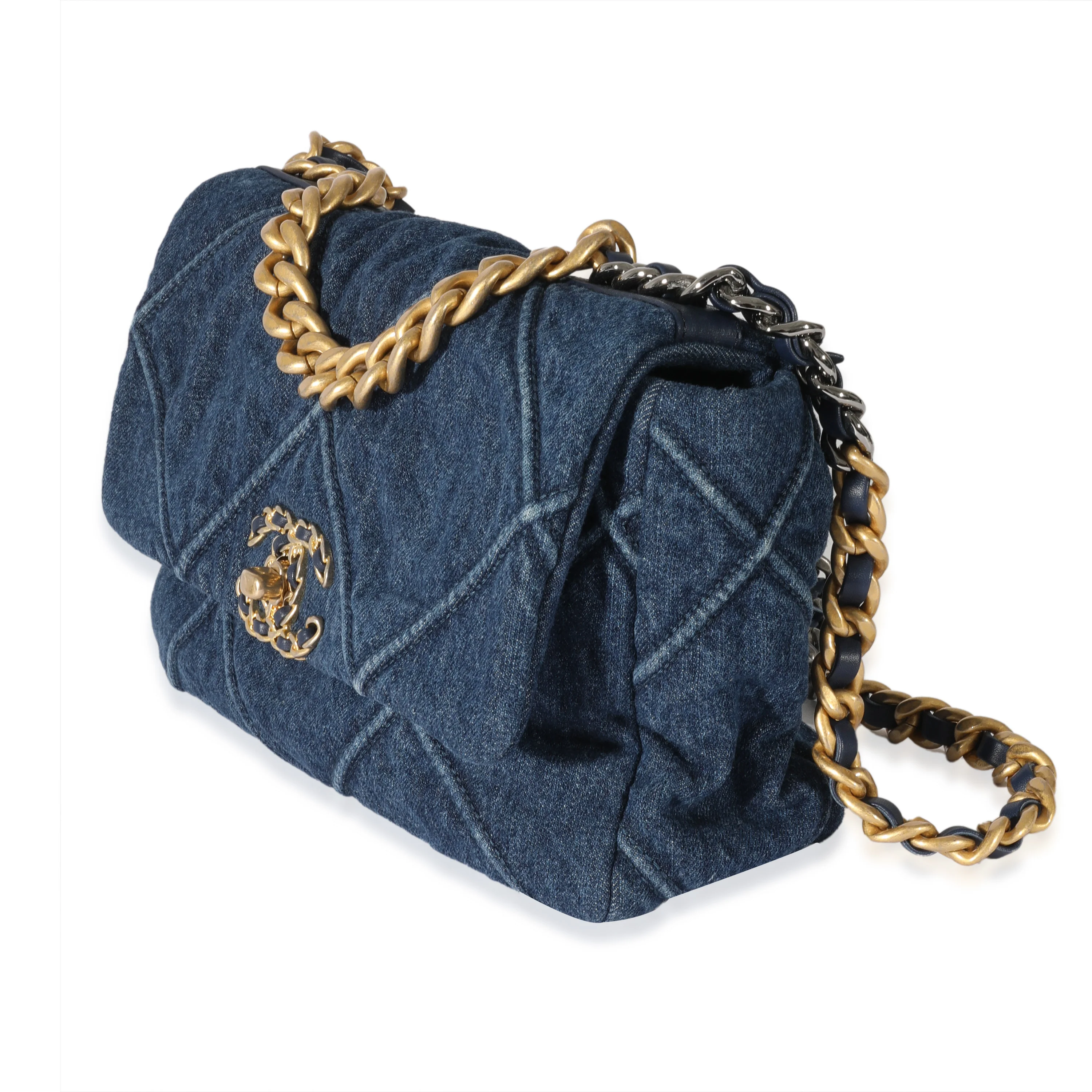 Chanel Blue Quilted Denim Medium Chanel 19 Flap Bag - Image 2