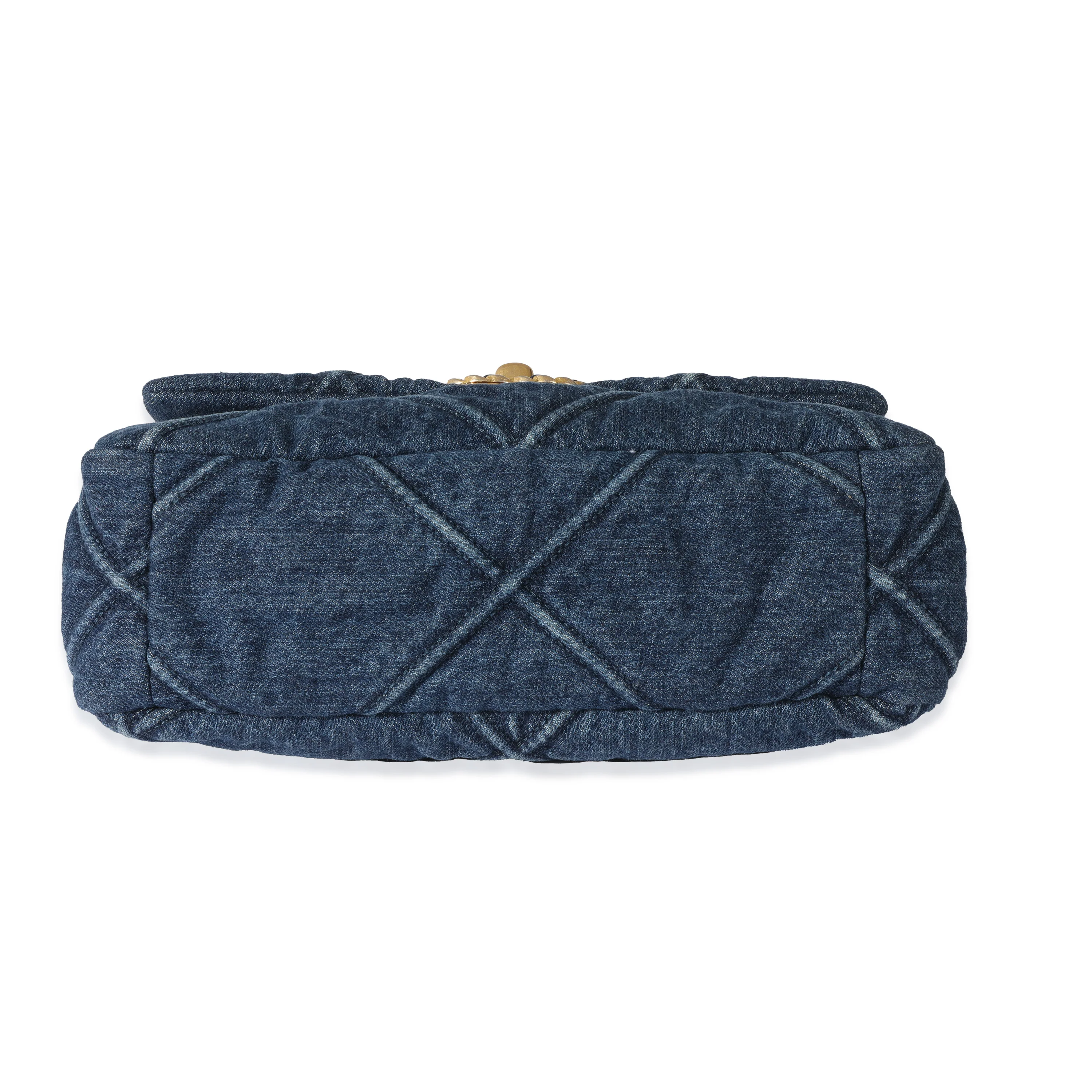 Chanel Blue Quilted Denim Medium Chanel 19 Flap Bag - Image 5