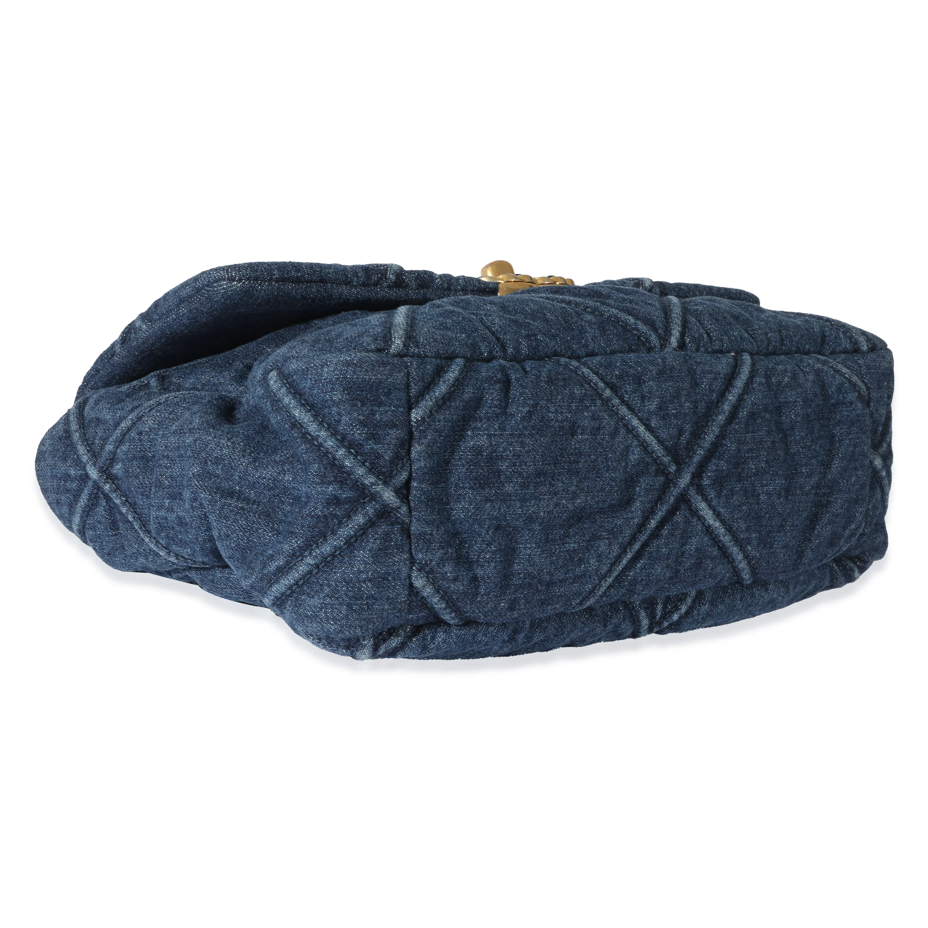 Chanel Blue Quilted Denim Medium Chanel 19 Flap Bag - Image 6