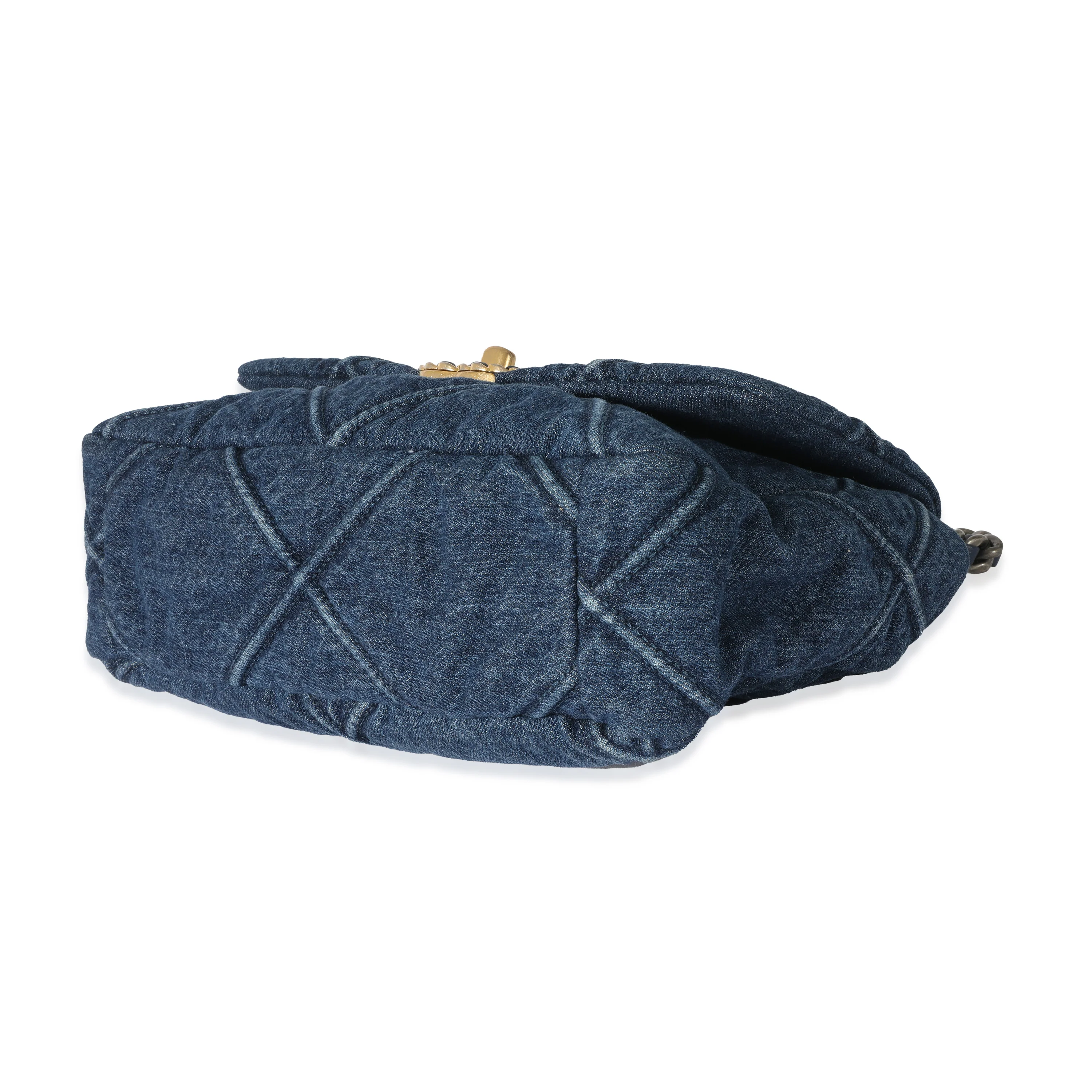 Chanel Blue Quilted Denim Medium Chanel 19 Flap Bag - Image 7
