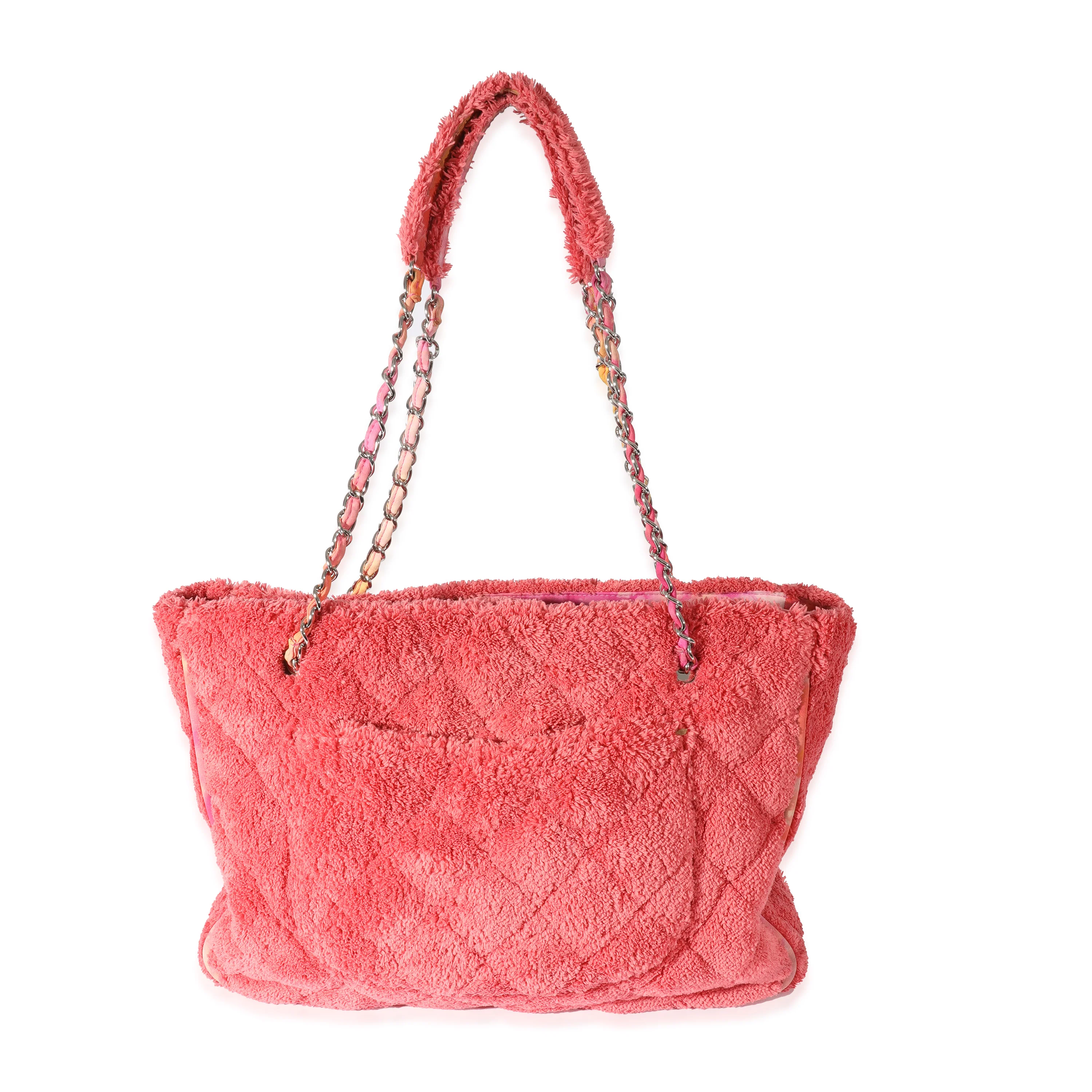Chanel Pink Quilted Mixed Fibers Large Shopping Tote - Image 2