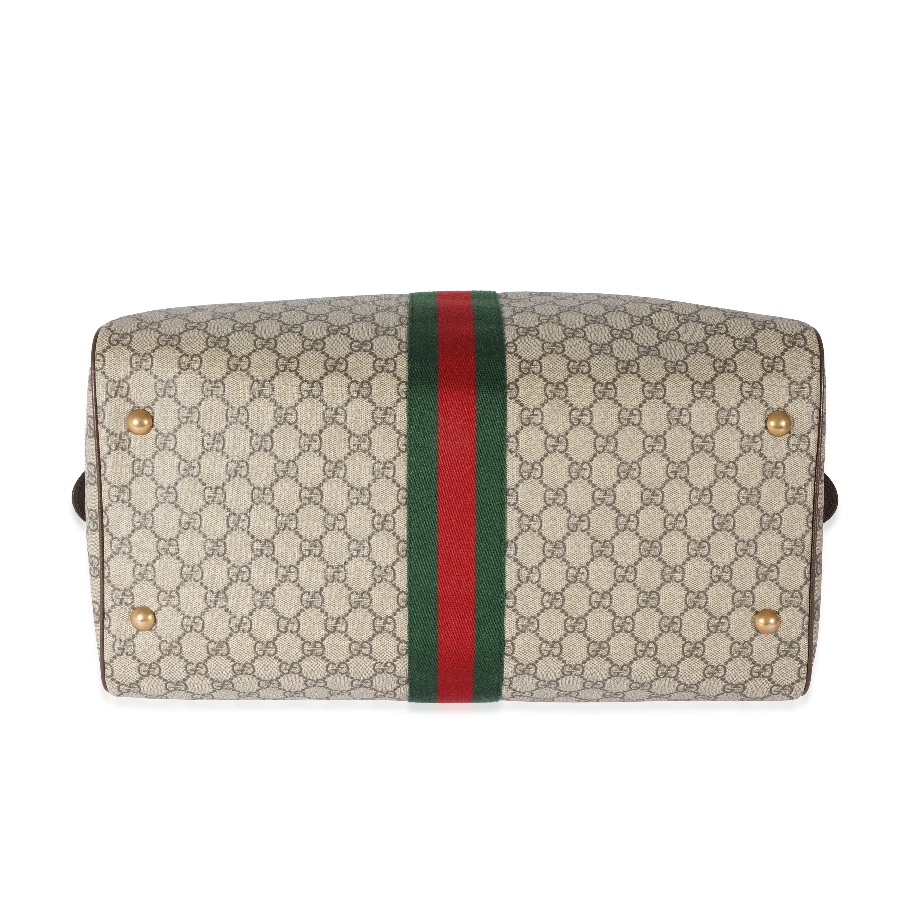 Gucci GG Supreme & Brown Leather Medium Ophidia Duffle Bag - Image 2