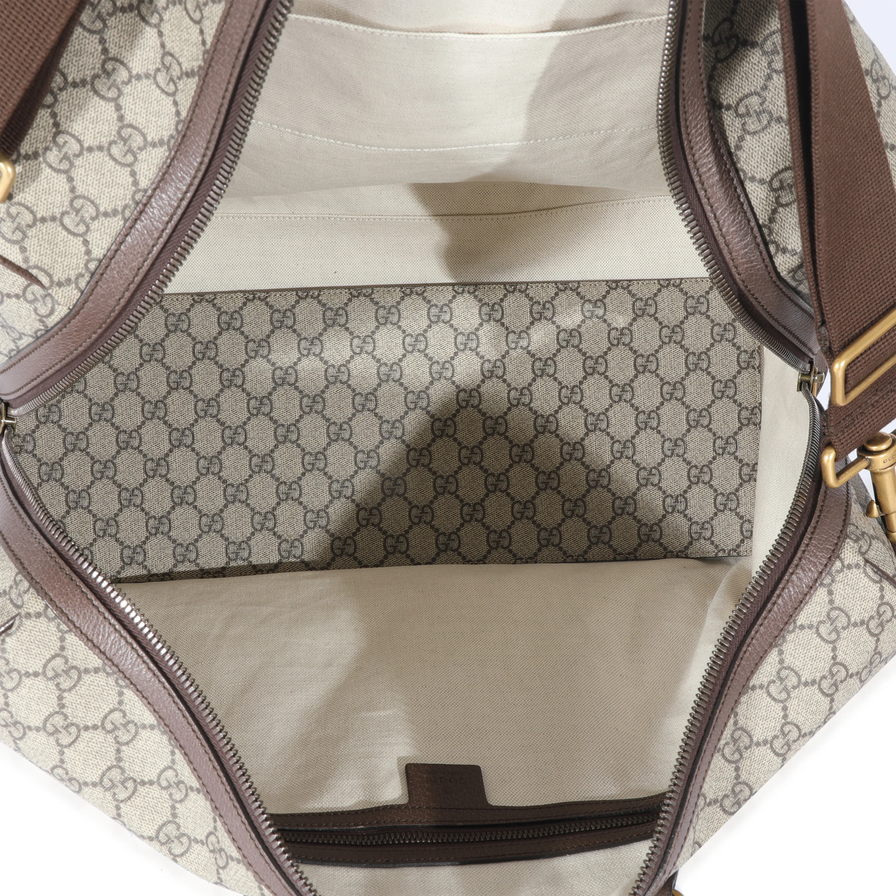 Gucci GG Supreme & Brown Leather Medium Ophidia Duffle Bag - Image 5