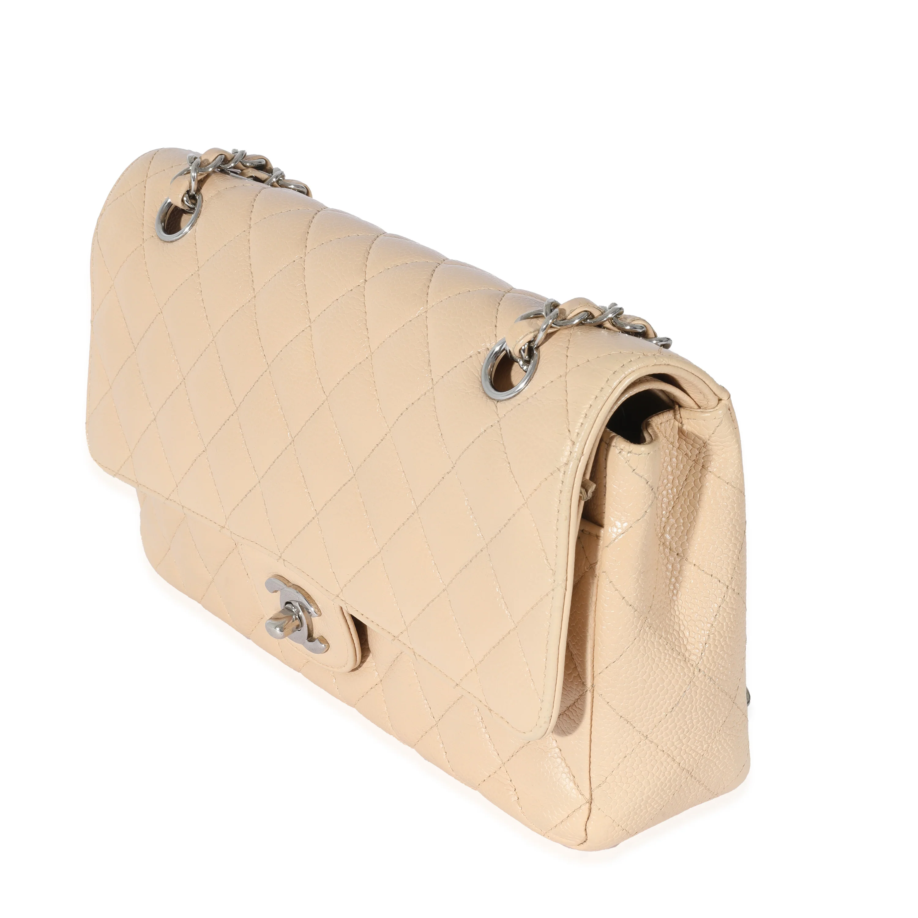 Chanel Beige Quilted Caviar Medium Classic Flap Bag - Image 2
