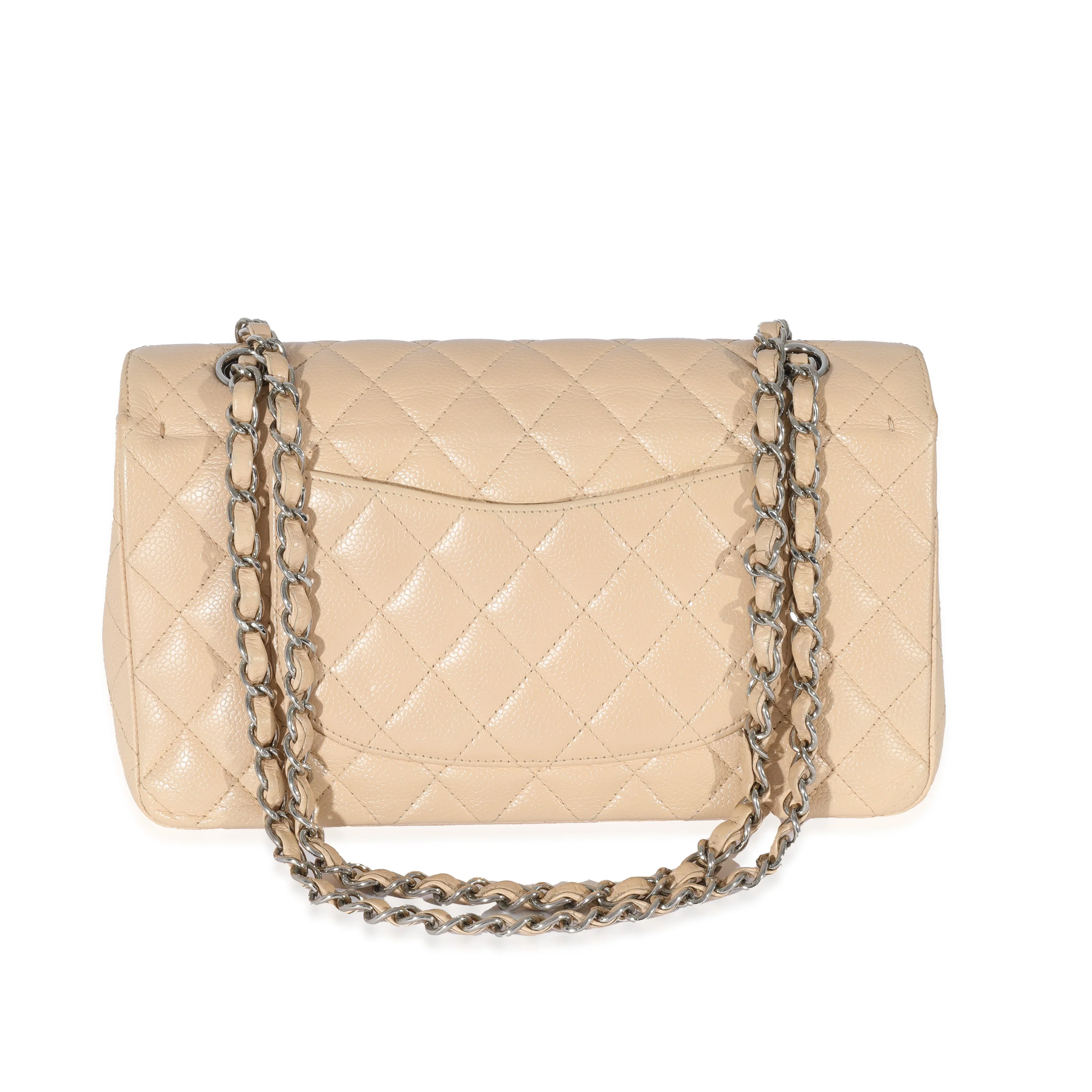 Chanel Beige Quilted Caviar Medium Classic Flap Bag - Image 3