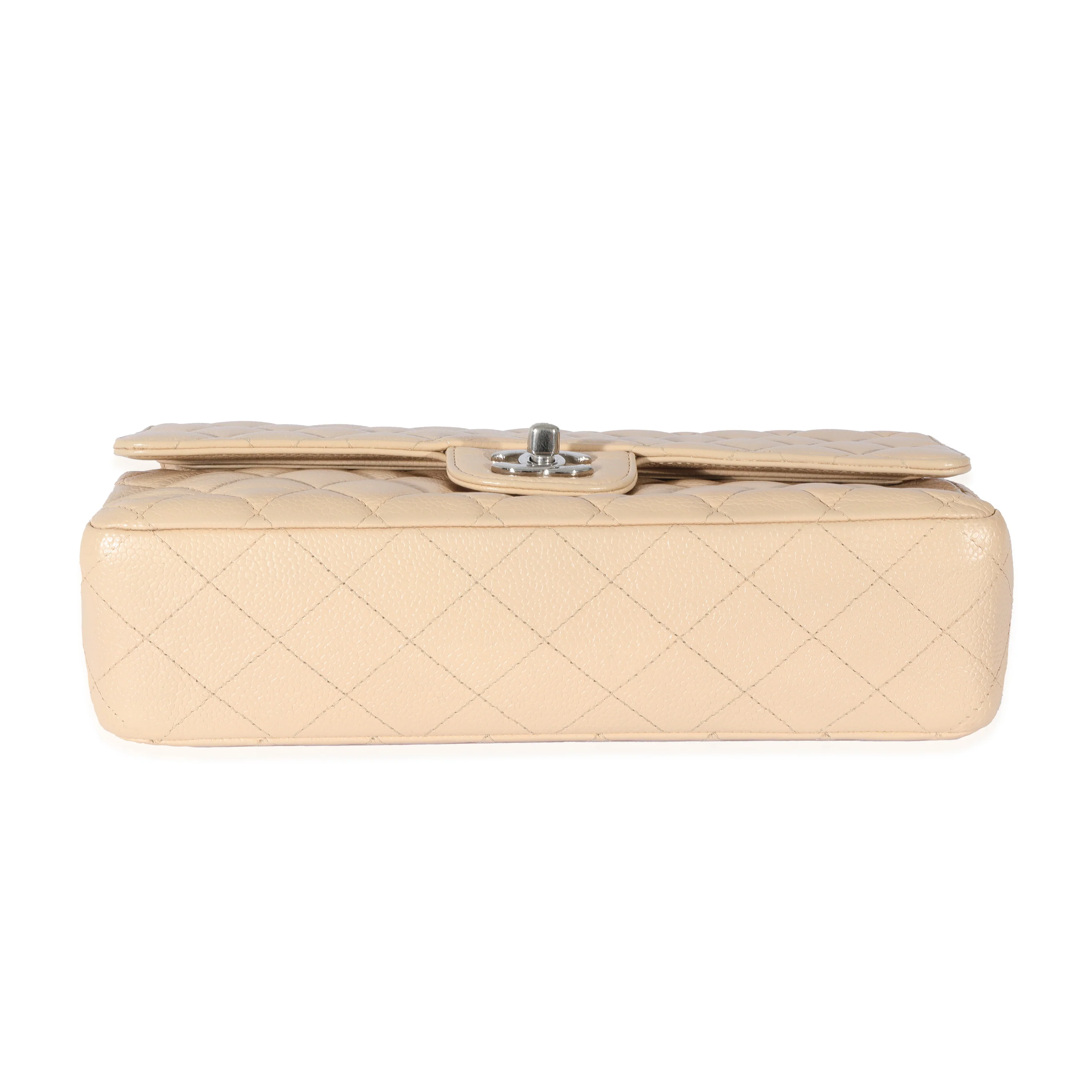 Chanel Beige Quilted Caviar Medium Classic Flap Bag - Image 5