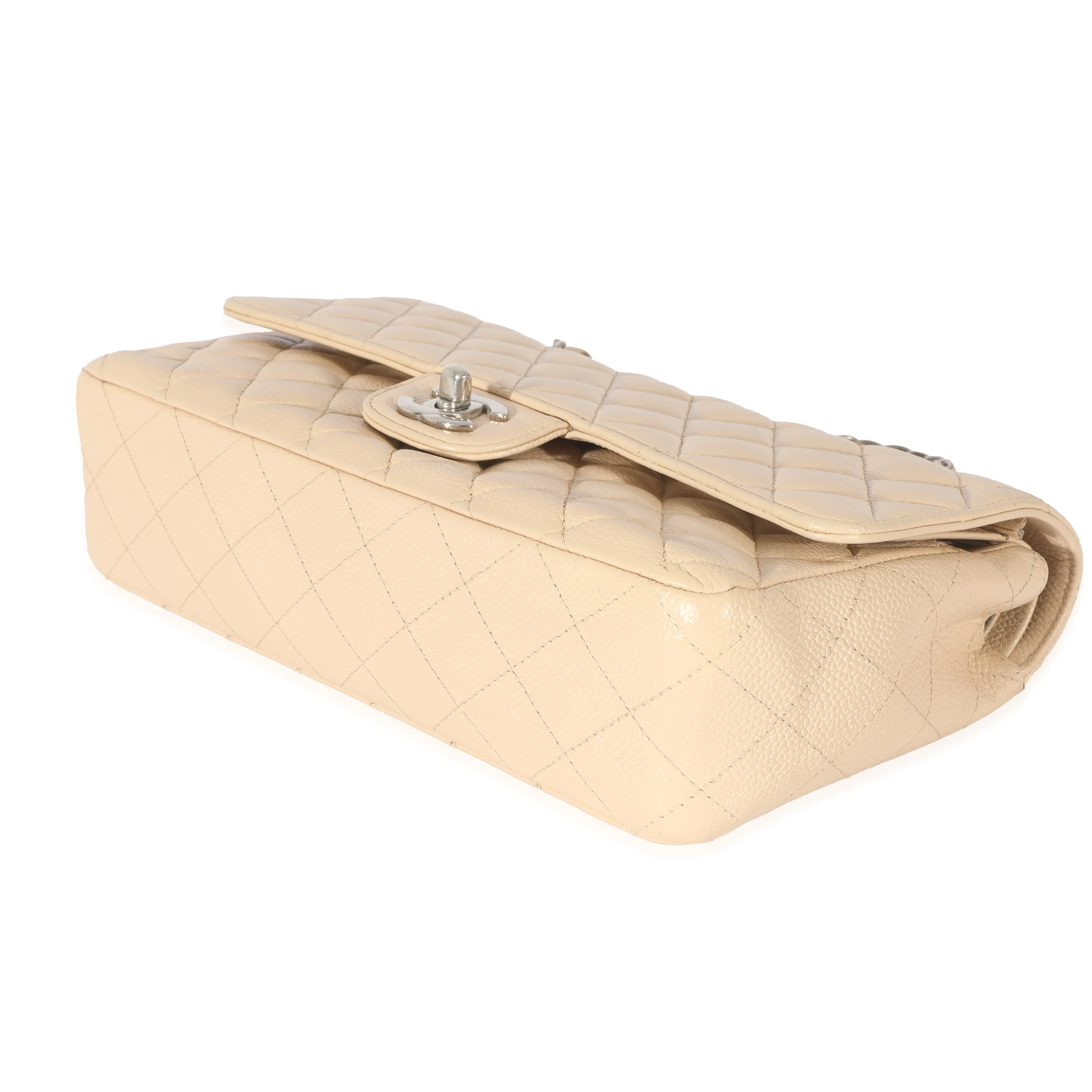 Chanel Beige Quilted Caviar Medium Classic Flap Bag - Image 7