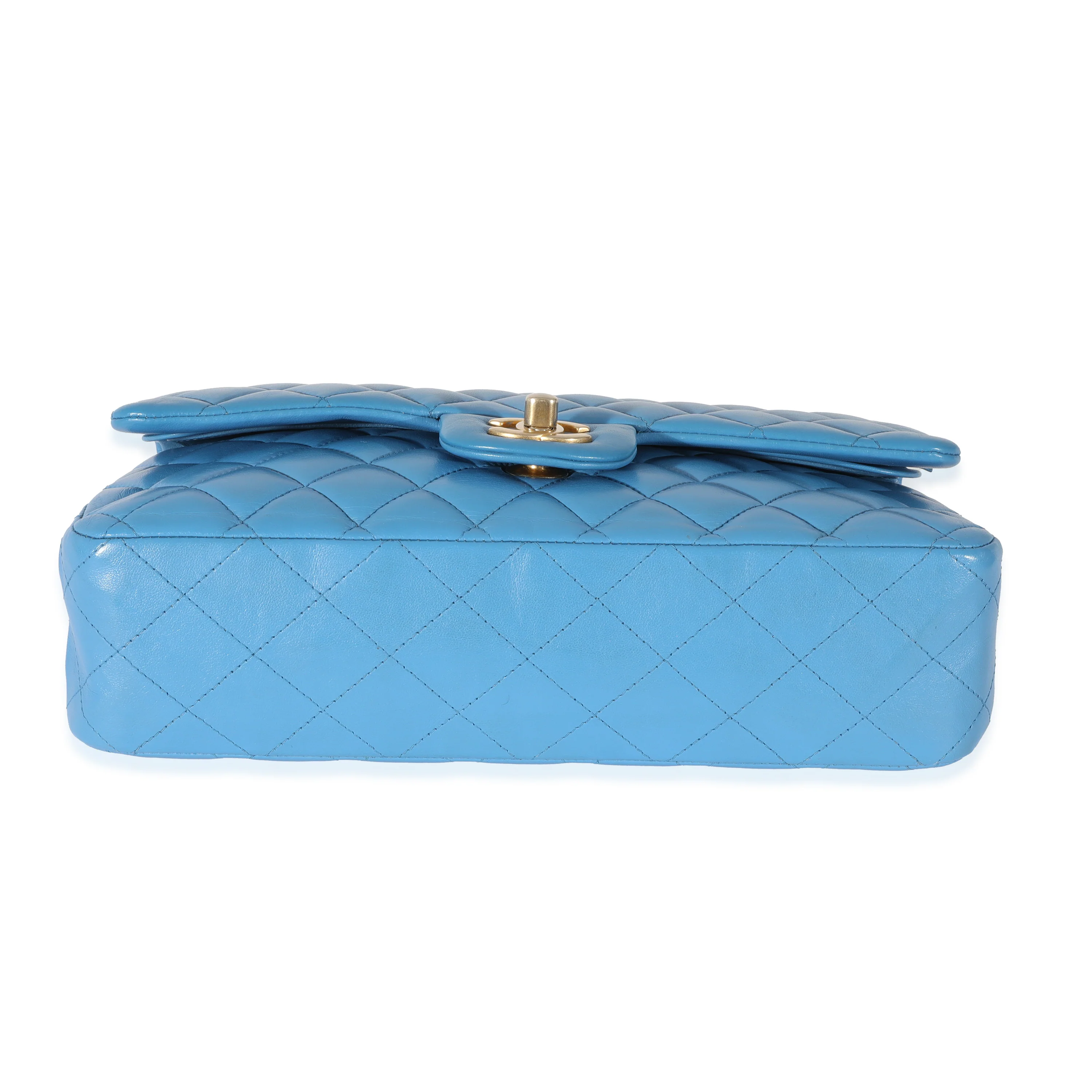 Lambskin Blue Quilted Medium Double Flap Bag - Image 5