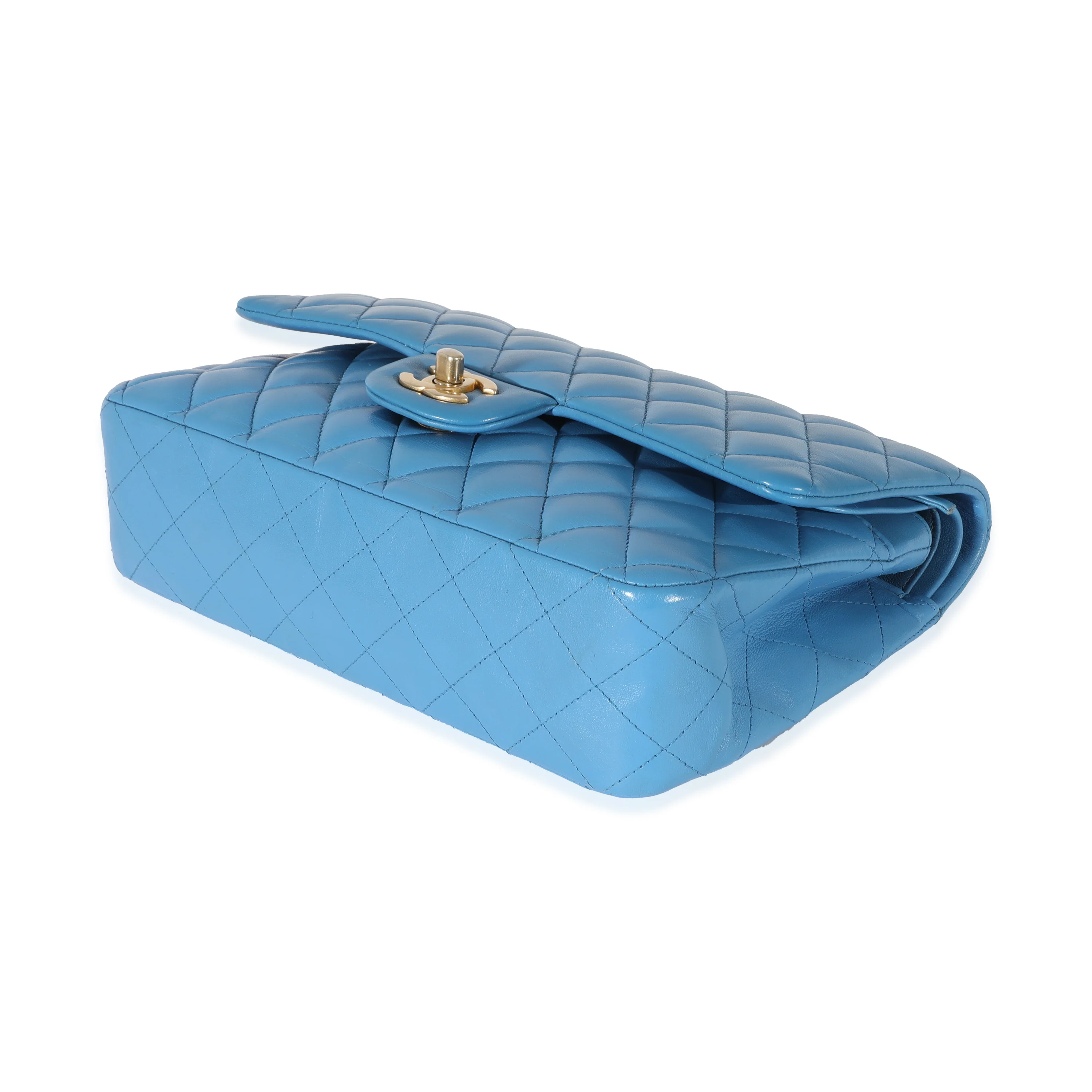 Lambskin Blue Quilted Medium Double Flap Bag - Image 7