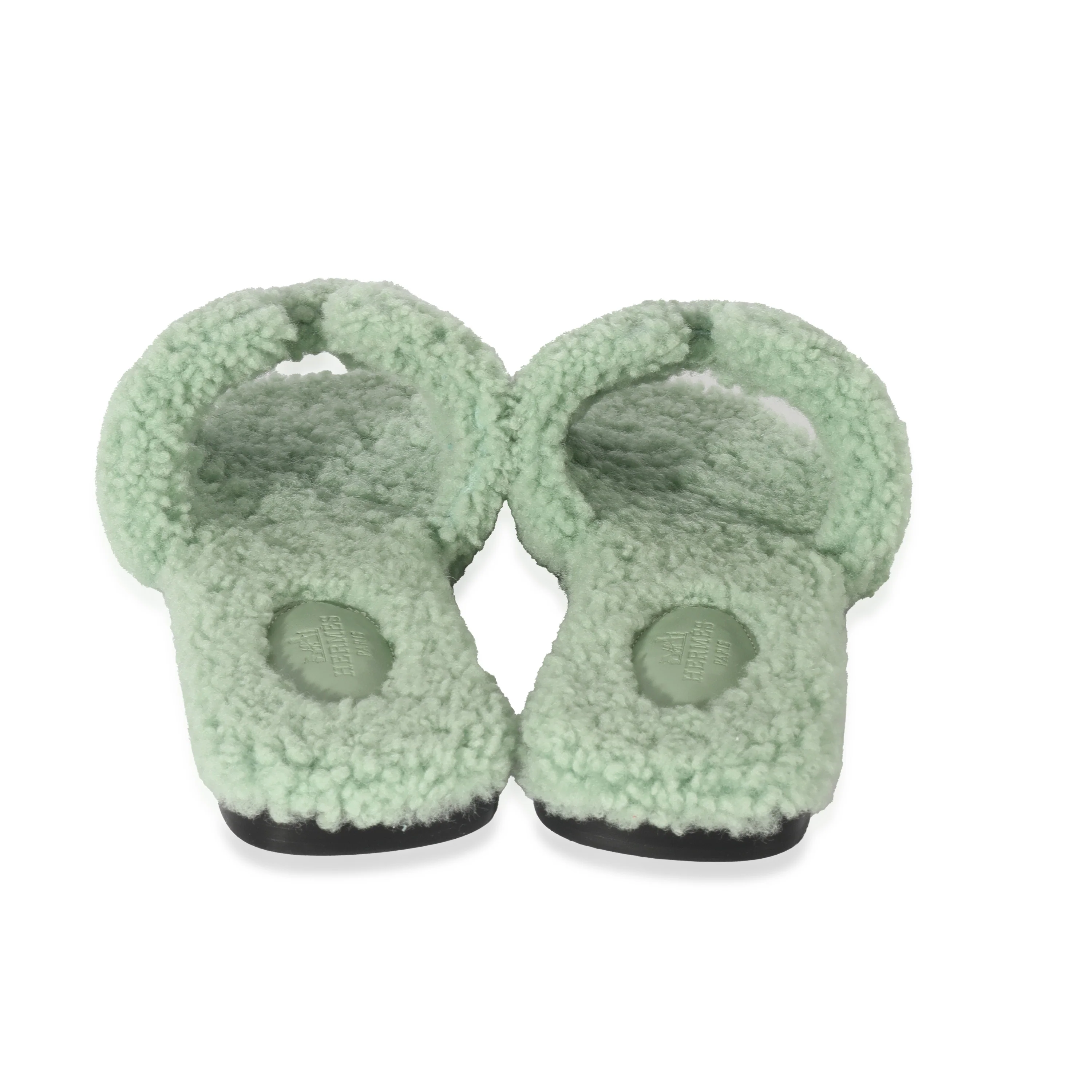 Hermès Shearling Oran Sandal Vert Deau - Image 2