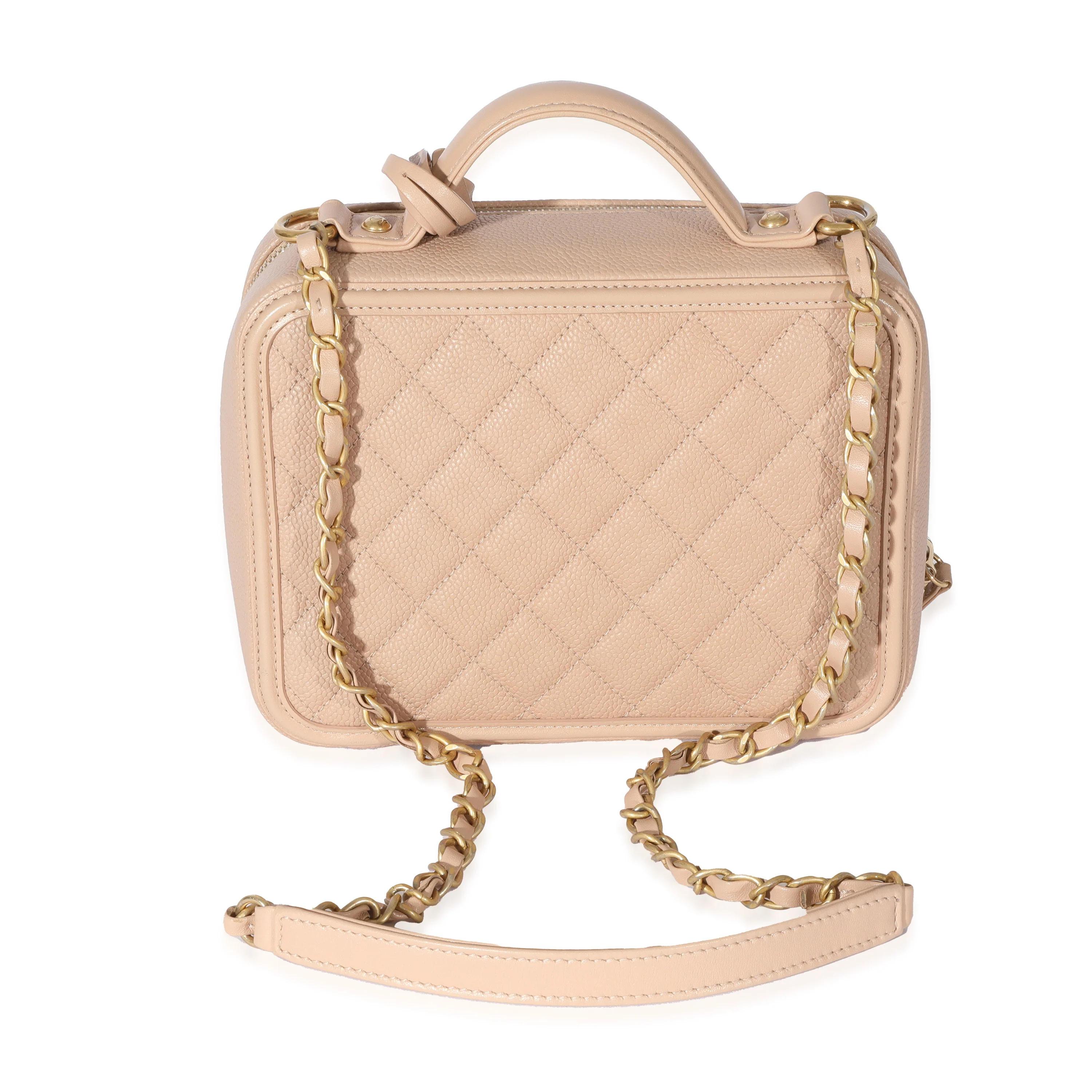 Chanel Beige Caviar CC Filigree Vanity Case - Image 3